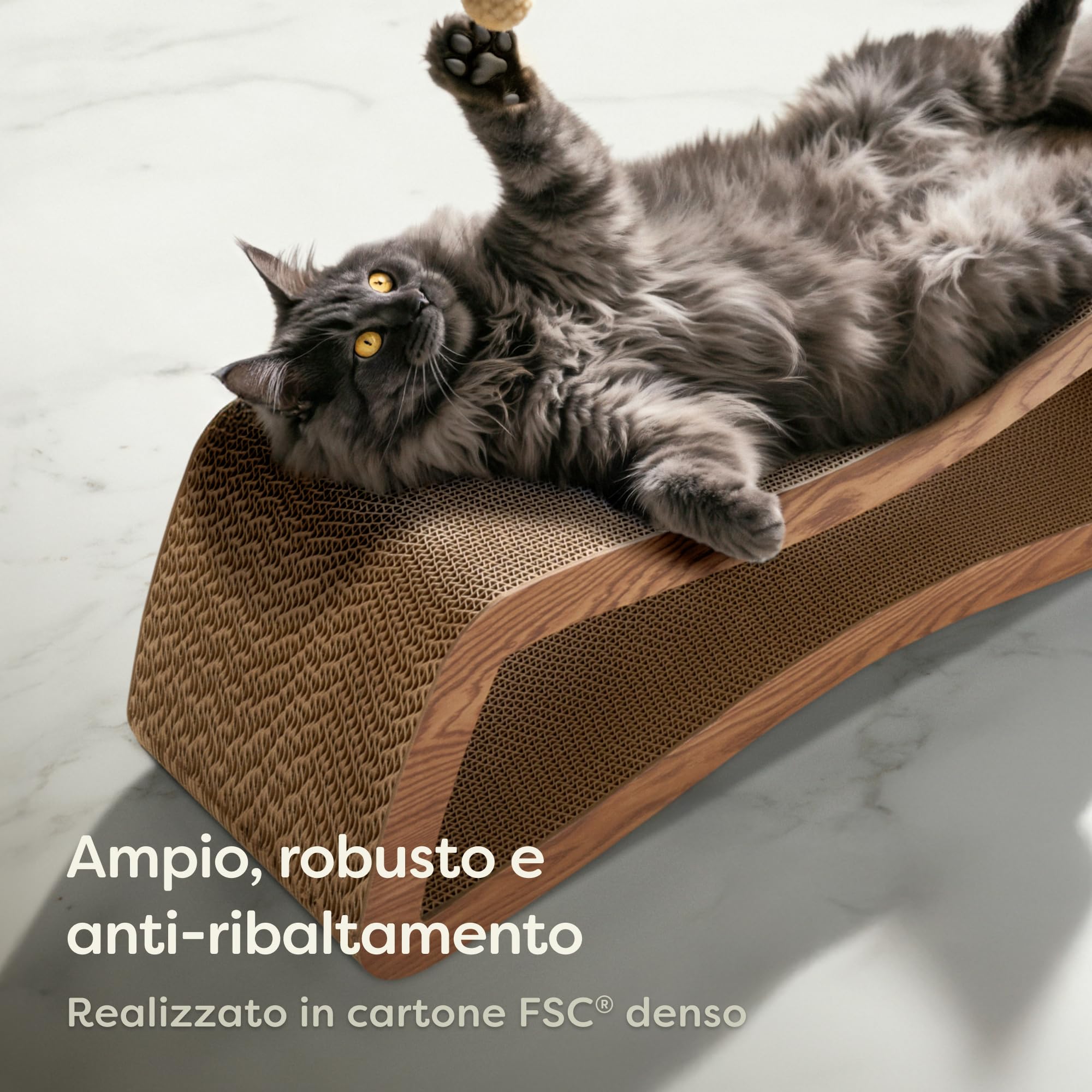 Knupis Tiragraffi Gatto 3 Pezzi XXL 75 cm – Cartone Resistente per Cura delle Unghie – Fino a 2 Anni di Utilizzo – Salvaspazio – Protegge Divani e Mobili (Mountain- Marrone)