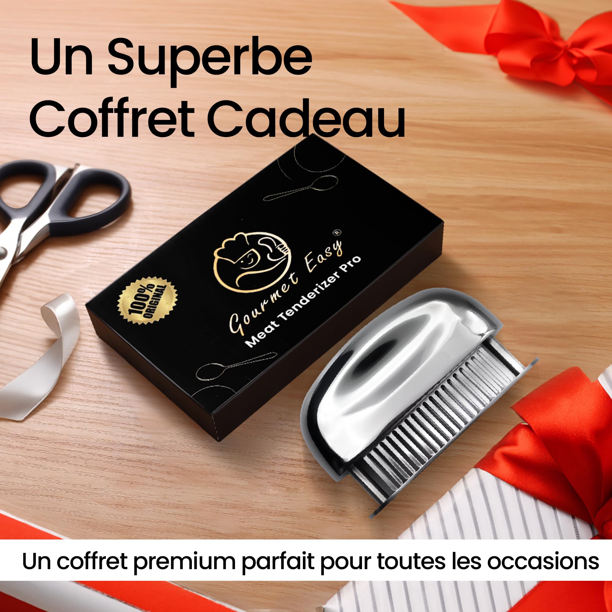 Attendrisseur de viande en acier inoxydable avec aiguilles ultra tranchantes – Marteau de cuisine professionnel – Outil pour bœuf/poulet/porc/veau – Poignée ergonomique – Nettoyage facile
