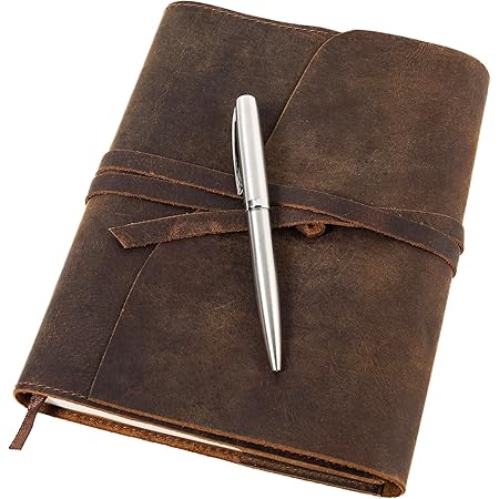 Quaderno In Pelle Ricaricabile A5 Con Penna - Elegante, Vintage, Per Scrivere, Disegnare O Come Regalo Premuroso - Foto 7