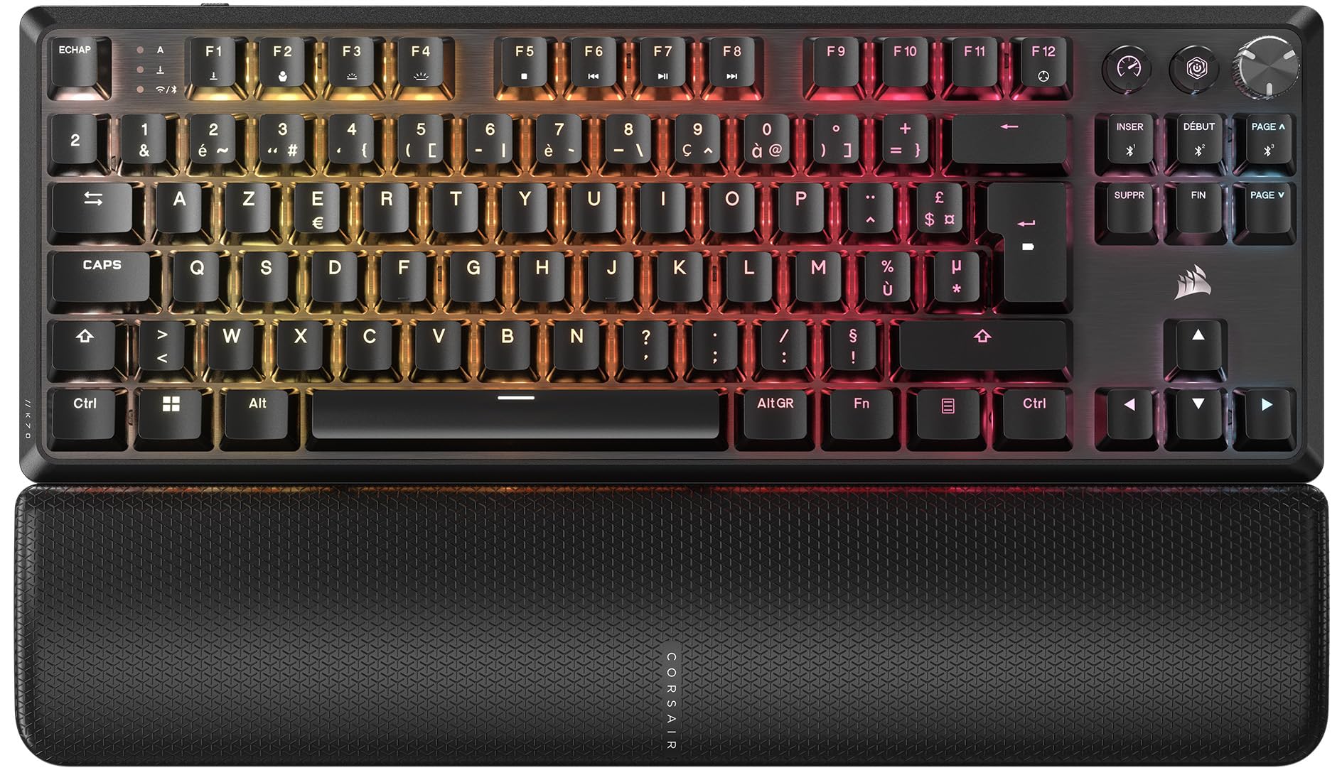 Corsair K70 Core TKL Wireless RGB Clavier de Jeu Mécanique sans Clé – Interrupteurs Linéaires MLX Red v2 Pré-​Lubrifiés – Capuchons de Clé en ABS – AZERTY FR – Noir