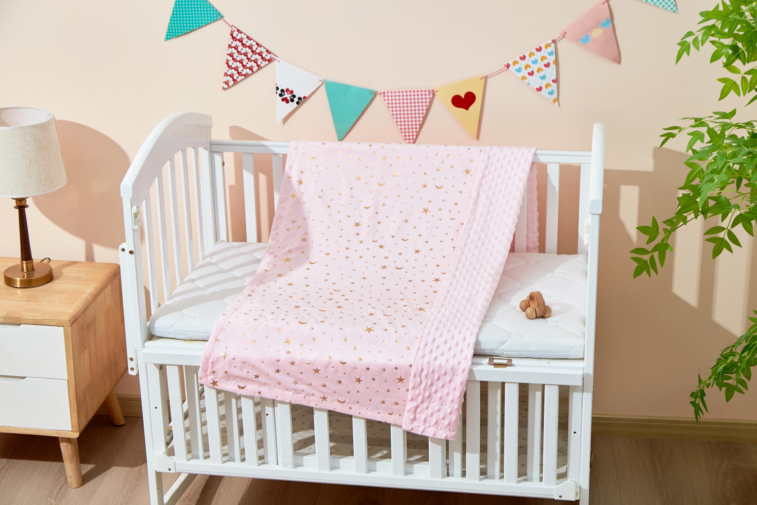 iEvolve Baby Blanket Ultra Soft Double Layer with Dotted Backing Receiving Blankets Toddler Baby Nursery Bed Blankets Shower Gifts(Pinkstar,80 * 120cm) - Image 2