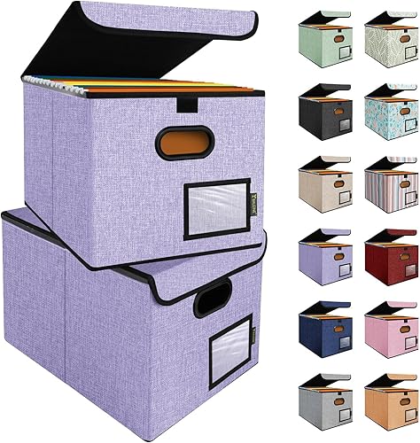 Miniatura 282 de BALEINE - Caja organizadora de archivos con tapa, organizador de carpetas plegable con riel de plástico, caja para carpetas colgantes para Gris