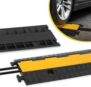 Pyle Robuste Kabelrampe für Kabelschutz - Schwerlastschutz für Schläuche und Kabel mit Einer maximalen Kapazität von 2.000 lbs und einem 2-Schlitz-Kanaldesign mit klappbarem Deckel - Kabelabdeckung