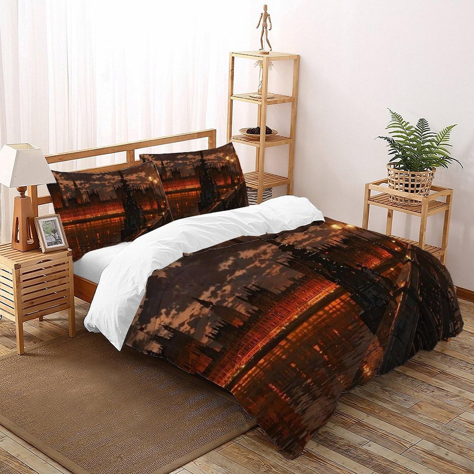 Housse de couette king 220x240cm anti-plis imprimée 3D nuit pour lit garçon sans repassage