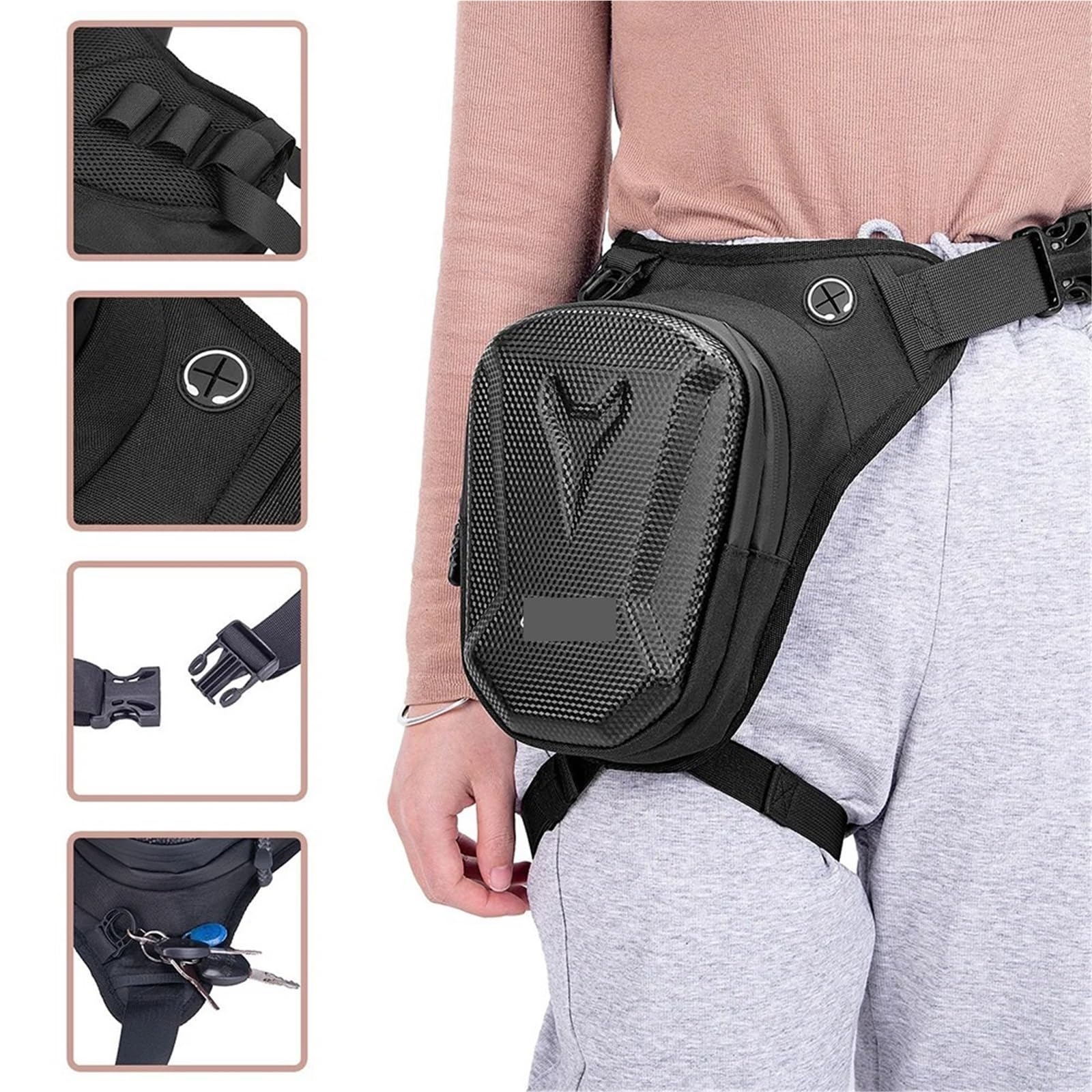 Pernera Moto Riñonera for Motocicleta, Bolsa de Pierna de EVA Impermeable, Bolsa Lateral for Pierna, cinturón, riñonera, Equipaje, Bolsas de Viaje, Monedero for teléfono de Motocicleta(Blue)