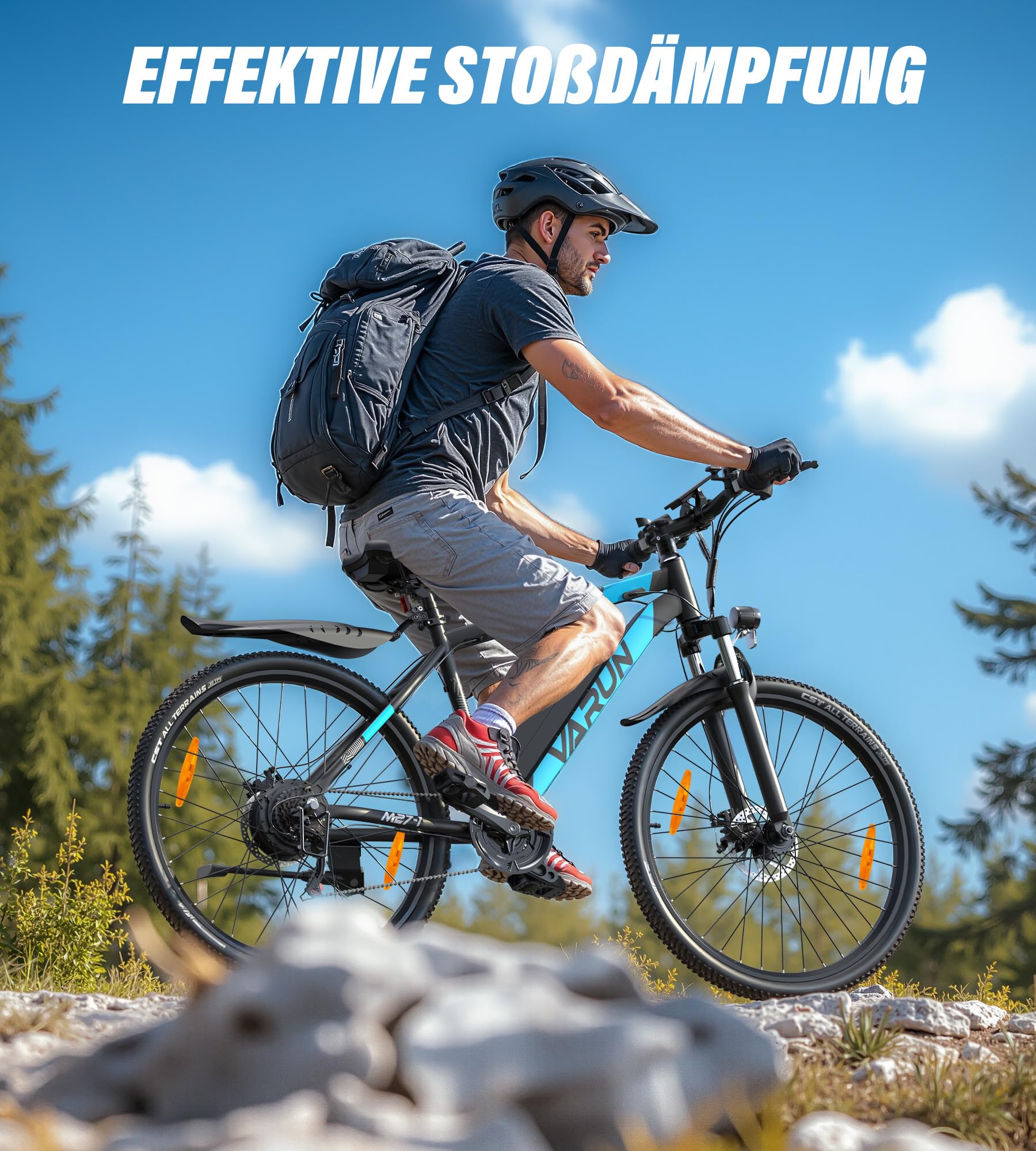 VARUN E Bike, 27,5 Zoll Ebike Herren Damen mit 21-Gang, 48V 624 Wh Akku, 120KM Reichweite, E-Mountainbike Mit 55Nm 250W Motor, 5 PAS-LCD Dispaly, CE, Elektrofahrräder für Erwachsene, M27-1