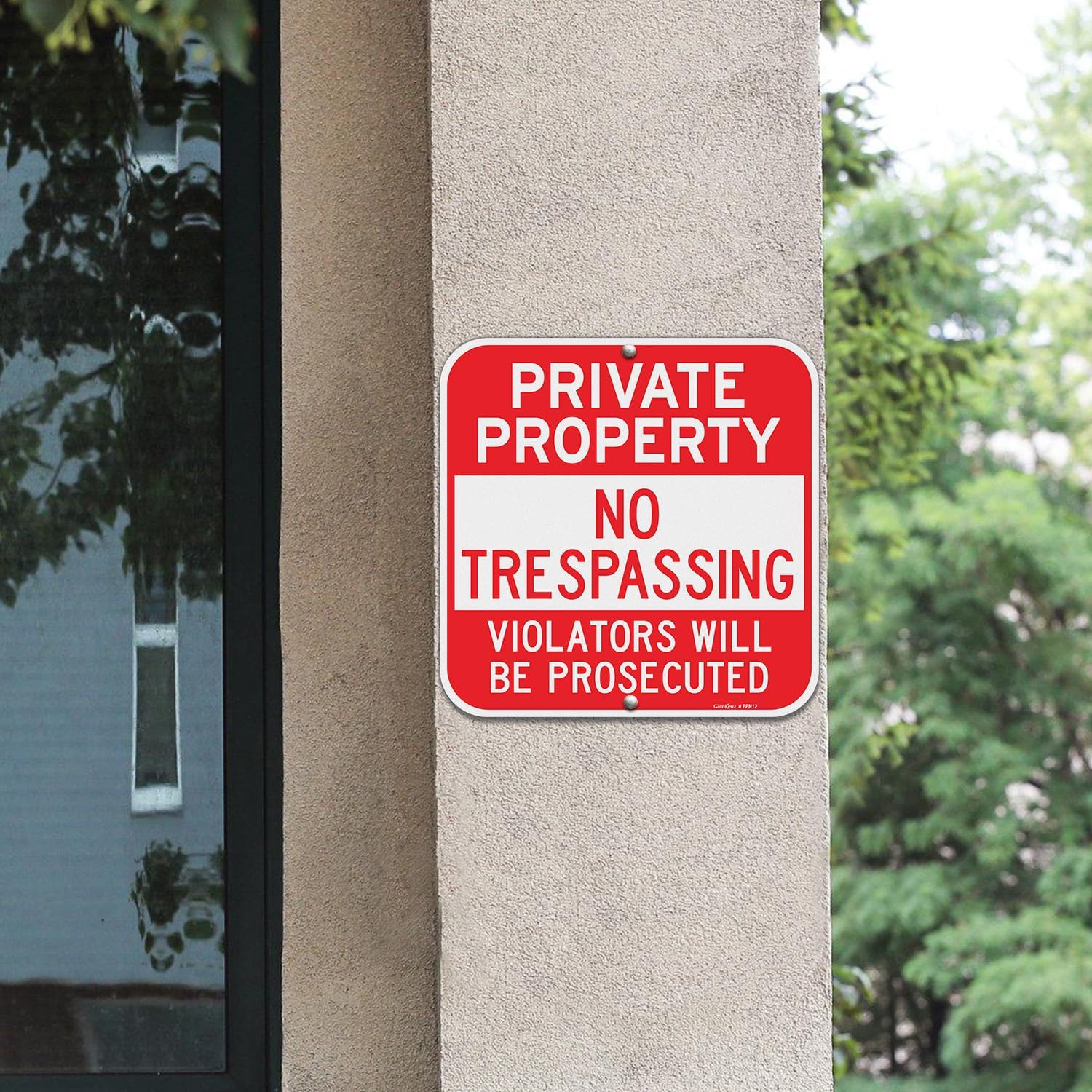 GicnKeuz Private Property No Trespassing Sign,12 x 12 Inches Violators Will Be Prosecuted Signs .040 Reflective Aluminum,Waterproof and Fade Resistant,2 Pre-drilled holes,Easy to Install, Indoors and Outdoors Use(4-pack)