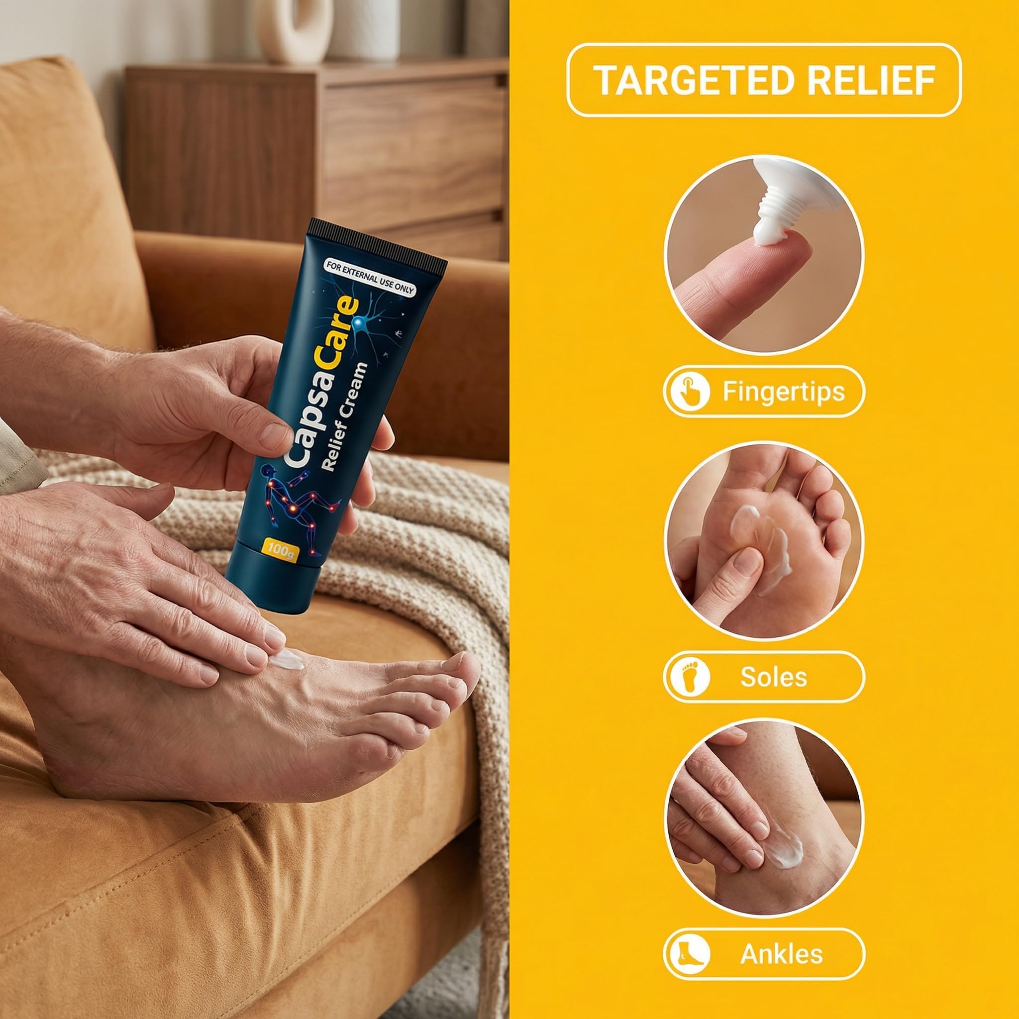 CapsaCare Neuropathy Relief Cream - with Capsaicin & Arnica, Menthol for Muscle & Joint Comfort, Fast Absorbing Formula for Feet, Hands, Legs, and Waist (1Pc) — Amazon image 6