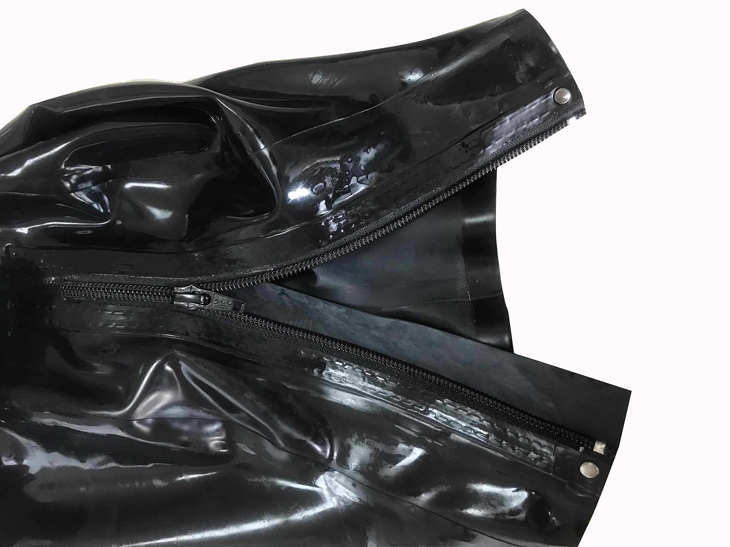 MFMYEE Masque en latex avec cagoule, yeux et bouche découverts, style SM bondage, idéal pour cosplay, Halloween et autres fêtes. Fermeture éclair. (M)