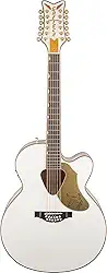 Guitarra elétrica acústica Gretsch G5022CWFE-12 Rancher Falcon branca de 12 cordas
