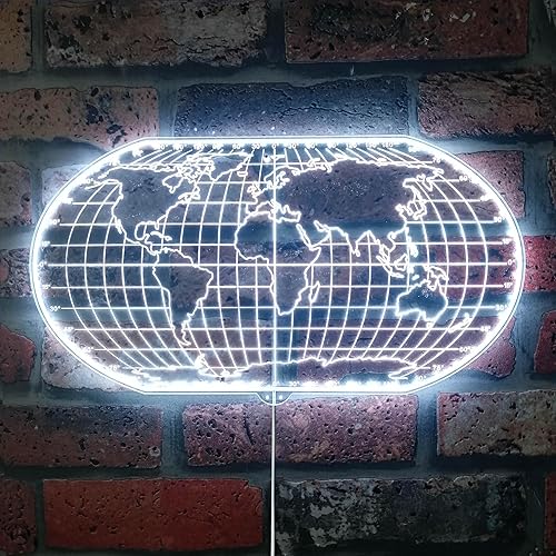 Miniatura 8 de ADVPRO Globe World Map Atlas RGB Dynamic Glam LED Sign - Forma de corte a borde - Decoración de pared inteligente 3D - Iluminación dinámica