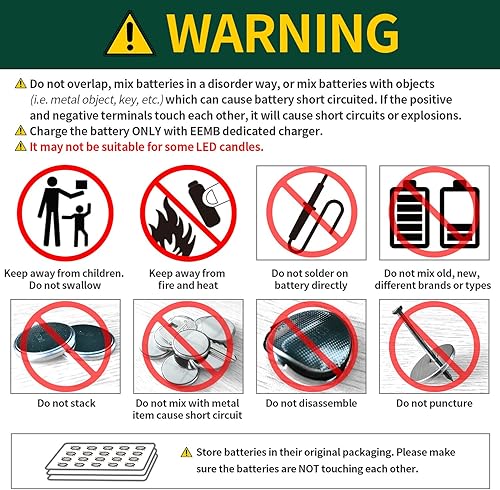 Miniatura 3 de EEMB 10PCS LIR2450 Batería Recargable 3.7V Litio-ion Moneda Botón Celda Baterías 120mAh