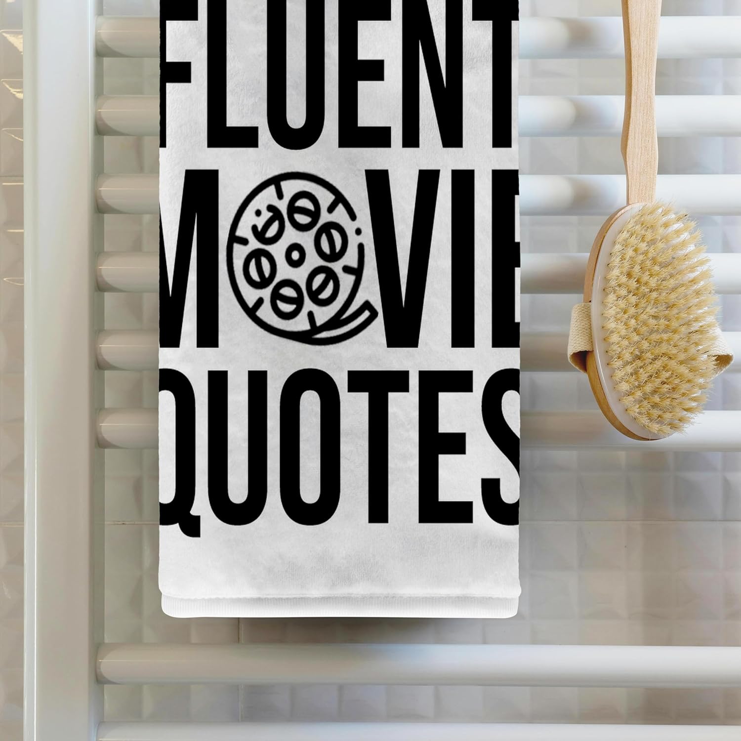 3dRose I Speak Fluent Movie Quotes with Movie Reel as the o in Movie. White. 22x30 Bath Hand Pool Towel