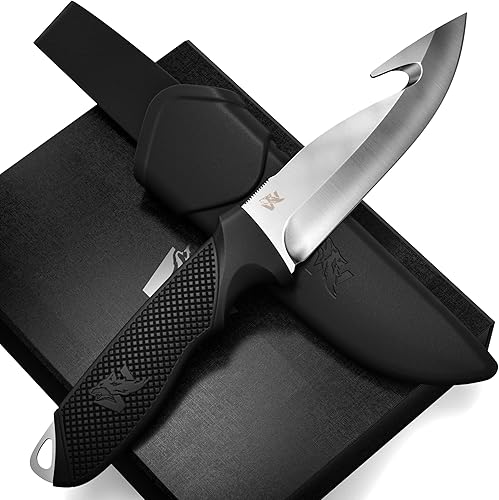 Odenwolf HUNTER - Cuchillo de caza con vaina cuchillo de hoja fija fuerte - Hecho de acero 420 - Cuchillos tácticos de caza con funda dura con mango