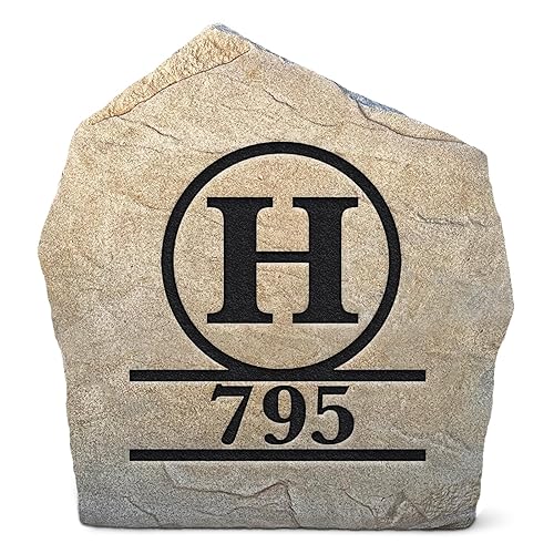 Miniatura 9 de Personalized Monogram Letter & Address Landscape Rock - Garden Rock - Greystone Color - Engraved - 15 W x 15 H