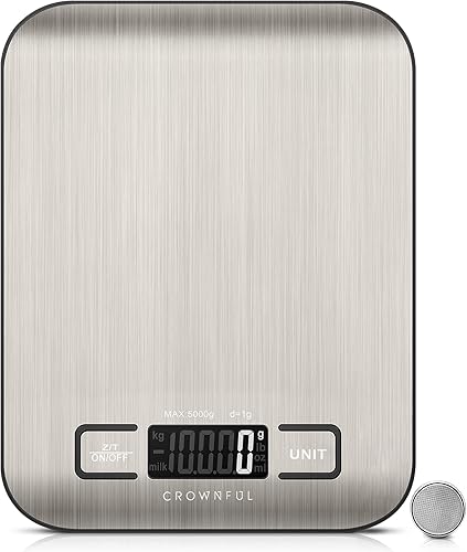 Miniatura 6 de CROWNFUL Mini máquina para hacer gofres Cool Grey & CROWNFUL Food Scale, báscula digital de cocina de 11 libras de peso