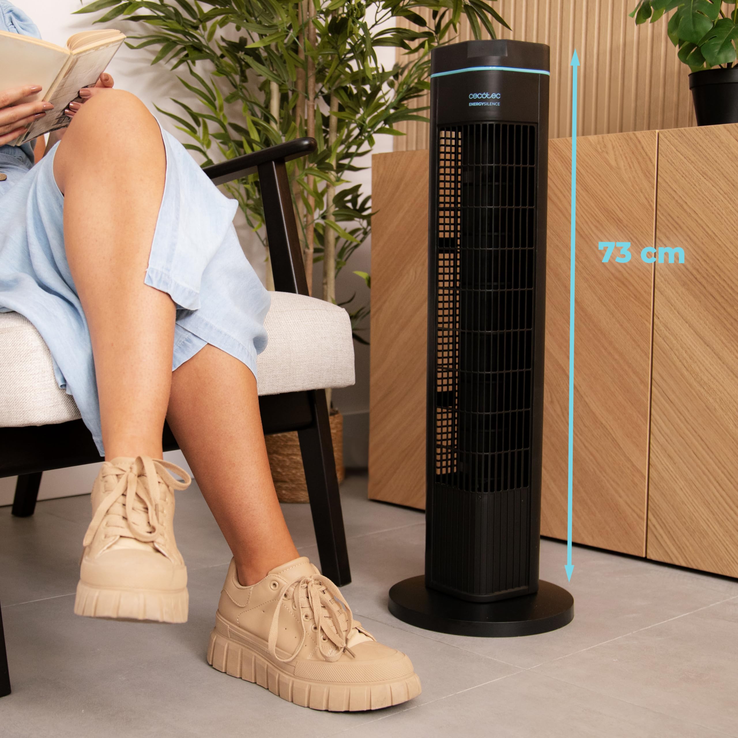 Cecotec Ventilador de Torre EnergySilence 690 Skyline de 29", 50 W de potencia, De pie, 3 Modos y 3 Velocidades, Temporizador 8h, Oscilación 90º.