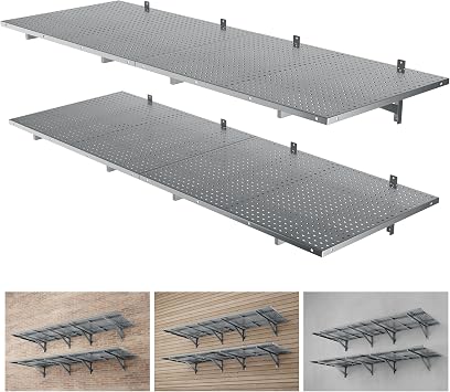 4 Pack Garage Wall Shelving Heavy Duty 2x3ft, Gray
