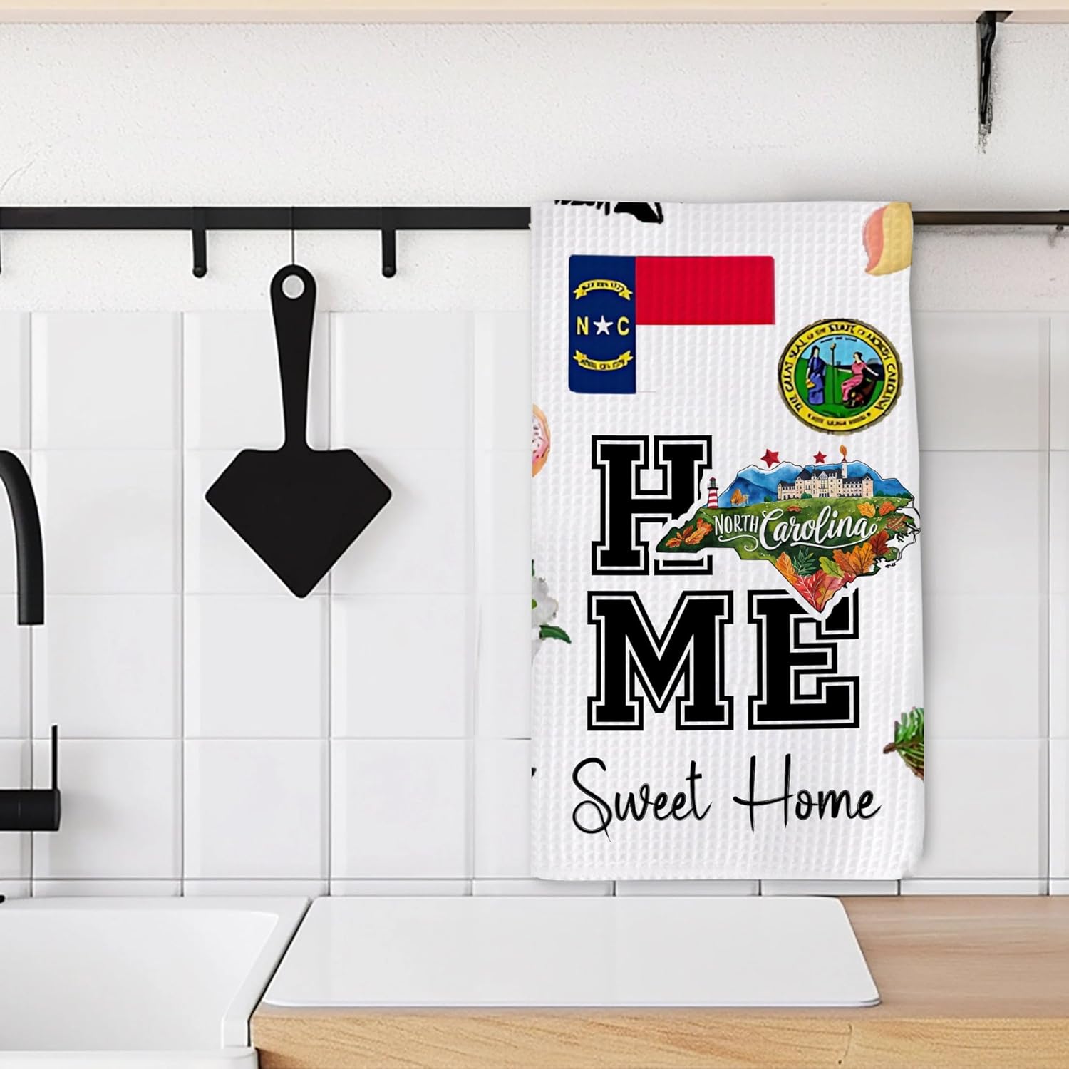 Home Sweet Home North Carolina Kitchen Towel - Housewarming And Homecoming Gifts - North Carolina State Favorite Symbol Dish Towels Gifts For Women Friends For Birthdays Mother's Day And Holidays - Image 2