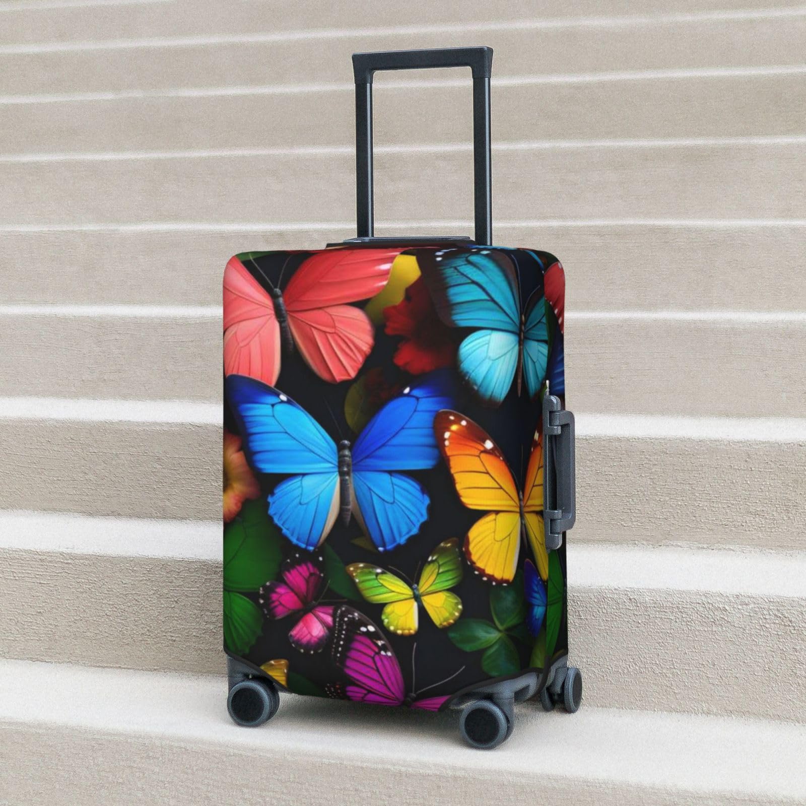 Kofferabdeckungen, Kofferschutzhülle mit Gänseblümchen-Motiv, Kratzfest, passend for 78,7–81,3 cm großes Gepäck(Colorful Butterflies,M)