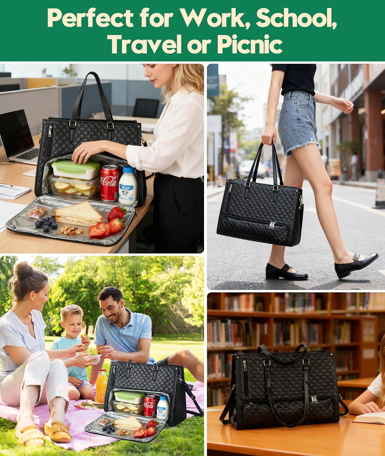 lunch bag women, lunch bag, lunch tote bag, lunch tote bag for women, Durable & Waterproof, Perfect for Commuting, Travel, and Shopping - Image 2