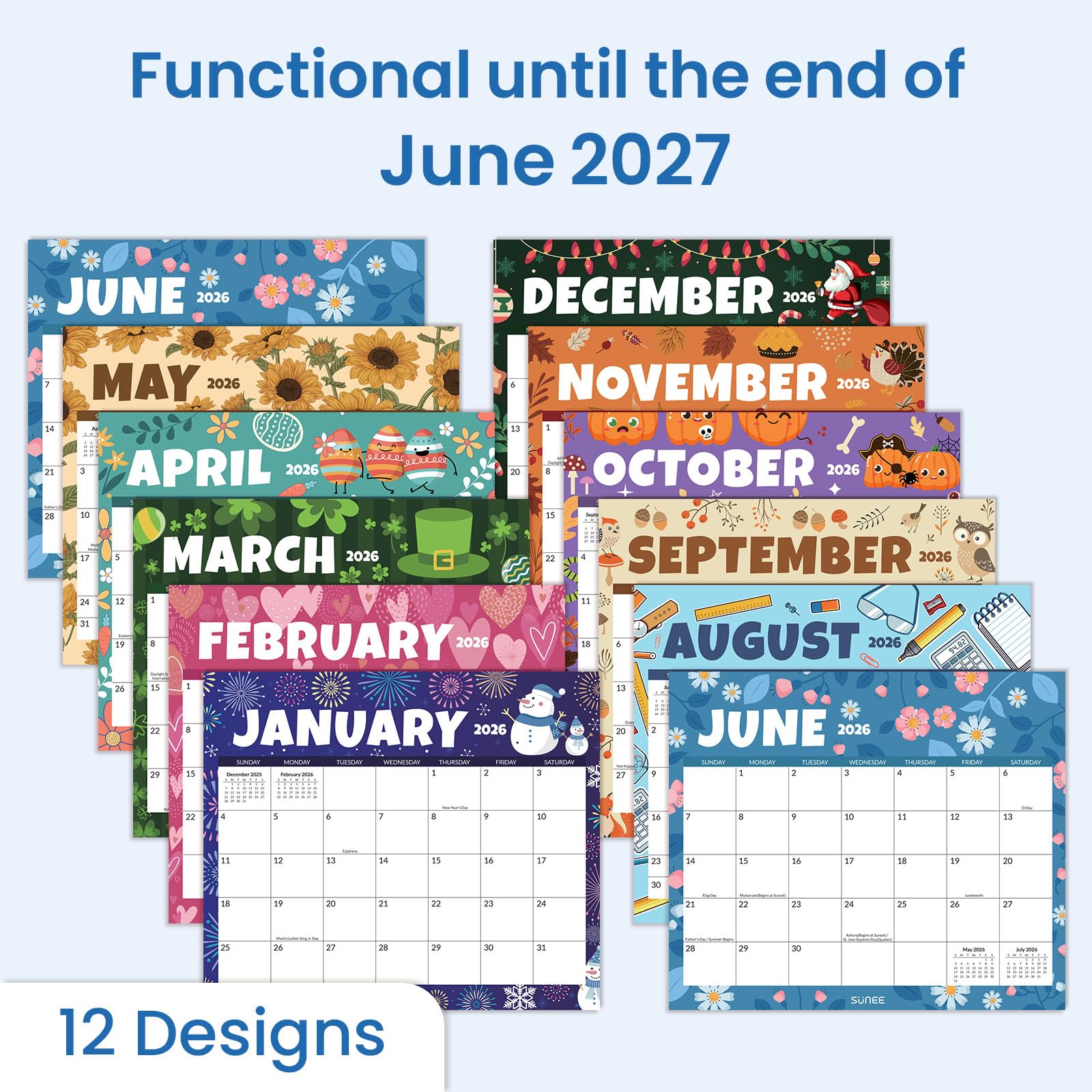 SUNEE Fridge Calendar 2026-2027 from October 2025 to June 2027 Magnetic Calendar for Refrigerator 13 5x11 5 with — view 4