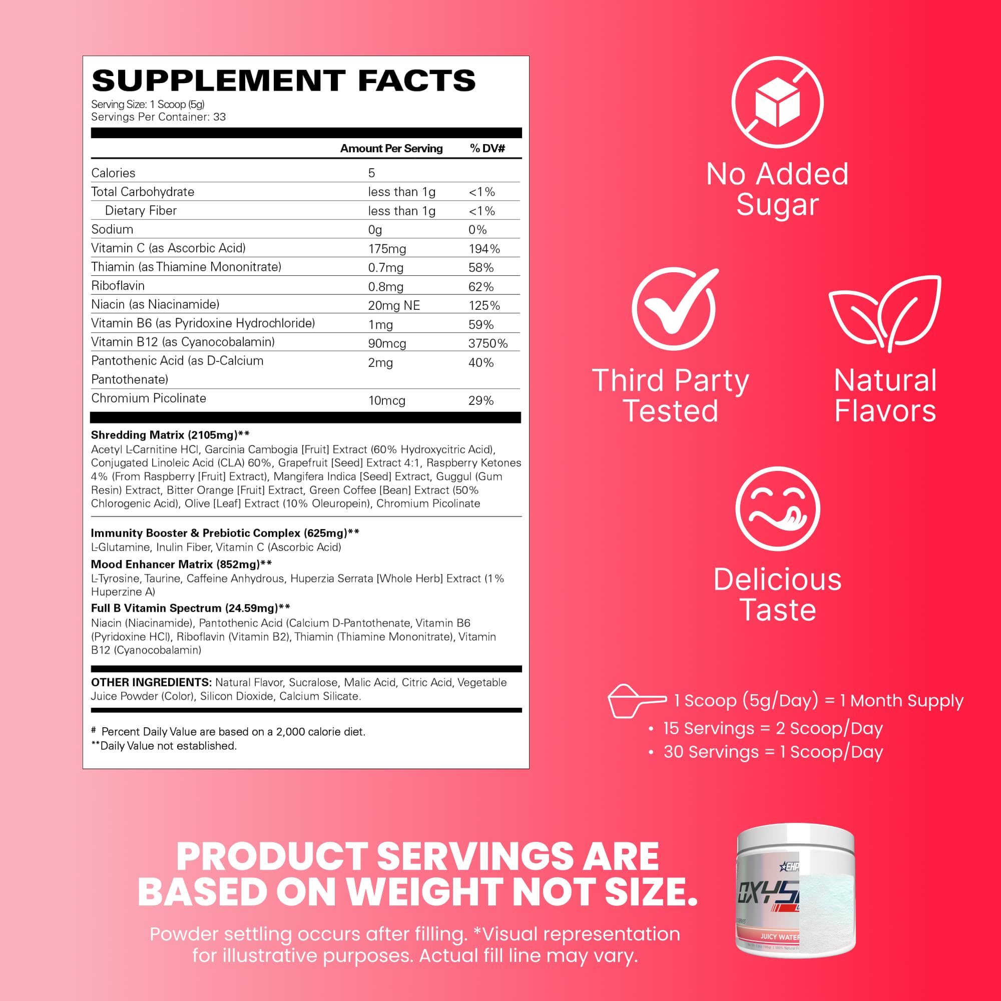 EHP Labs OxyShred Pre Workout Powder - Juicy Watermelon, 33 Servings — Amazon image 2
