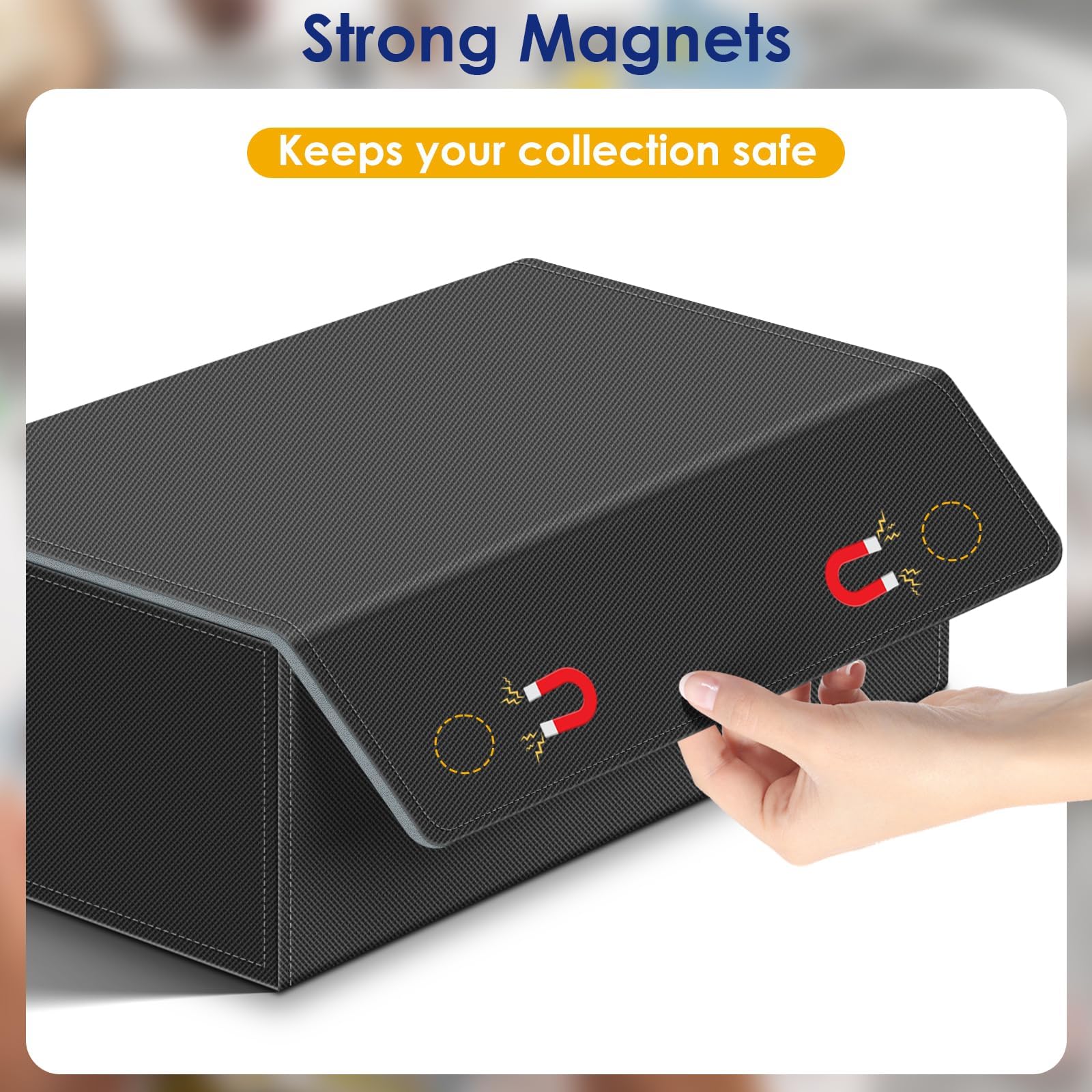 Homthy 1200+ Card Deck Case for Trading Cards, Leather Magnetic Closure Commander Card Storage Box Magic Card Protectors Fit for Sports Cards, Game Card Standard Cards (Grey)