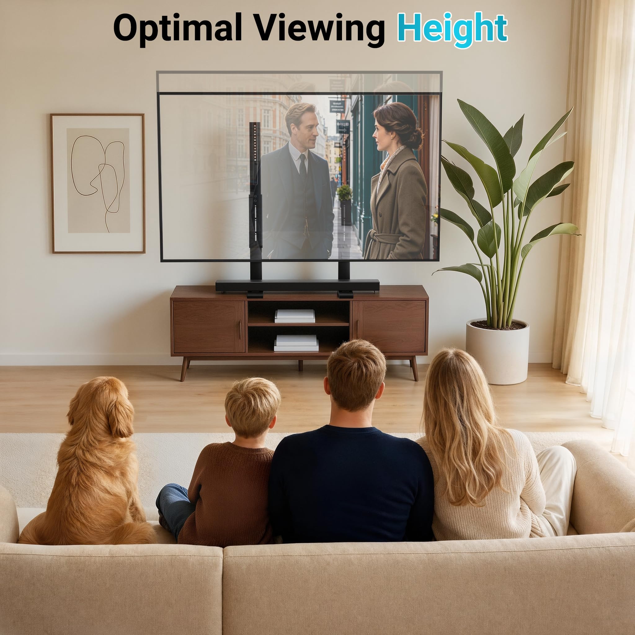 BONTEC Supporto TV Universale da Tavolo e Pavimento 24-86 Pollici | 70 kg, VESA 100x100-800x600 mm, 7 Altezze, Cinghia Antiribaltamento, Piedi Nascosti