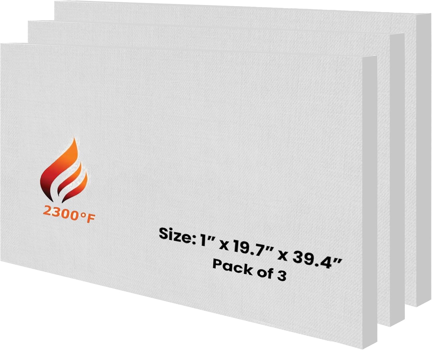 3 Pcs Ceramic Fiber Insulation Board - 1" Thick x 19.7" x 39.4" - 2300F Rated - Fireproof Board - Ceramic Fiber Board for Stove, Furnace, Forge, Kiln, Boiler, Pizza Oven, Fireplace, Baffle Board