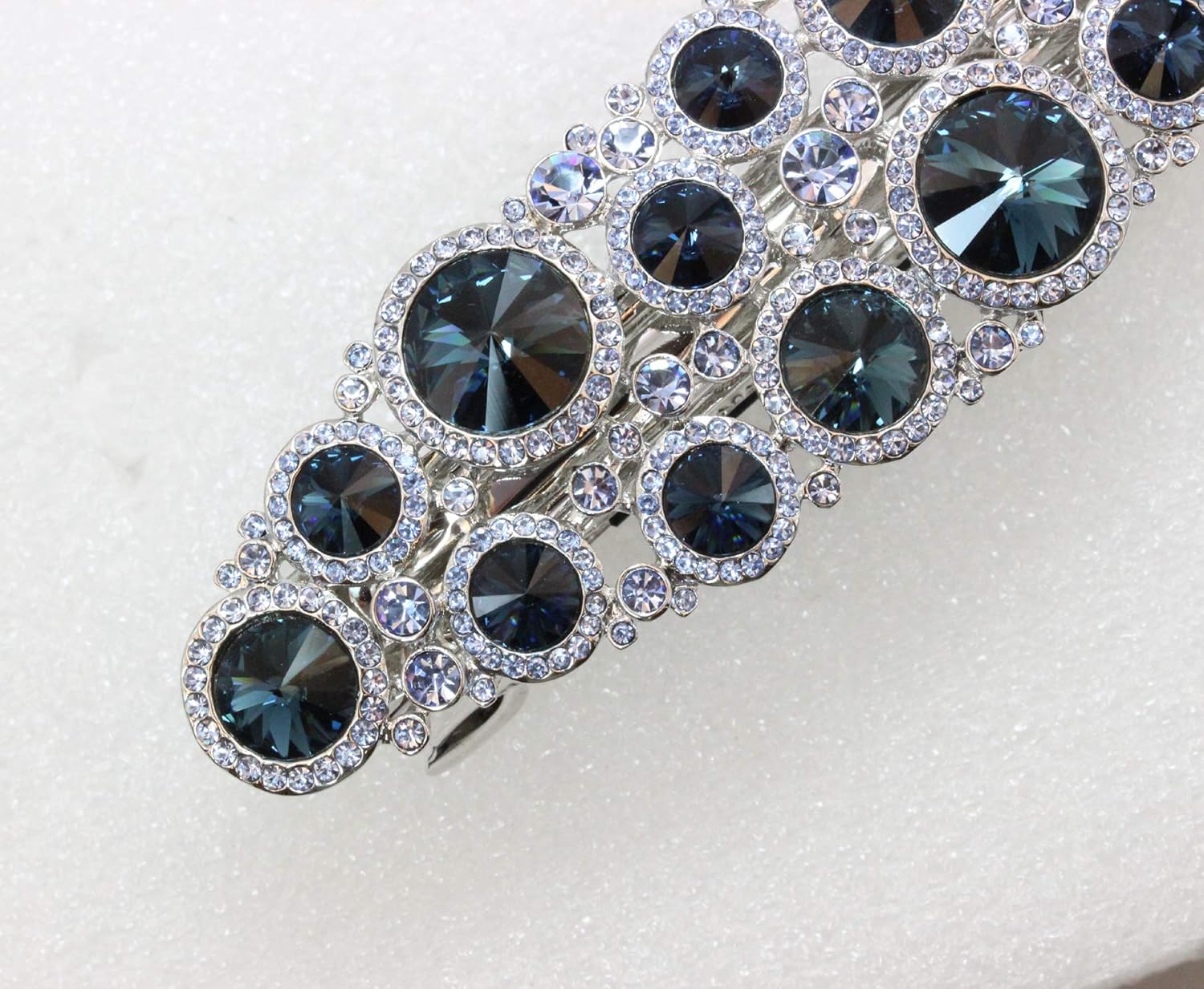 Faship Gorgeous Navy Blue Premium Rhinestone Crystal Hair Barrette Clip