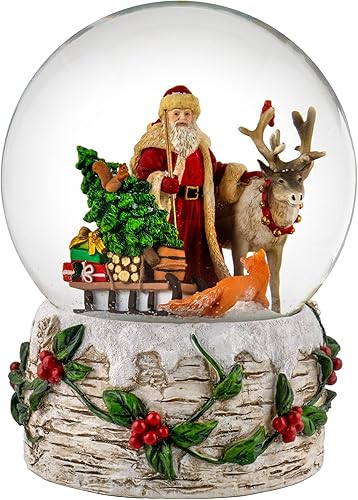 Miniatura 3 de Santa musical de 4.724 in con globo de nieve de reno por San Francisco Music Box Company