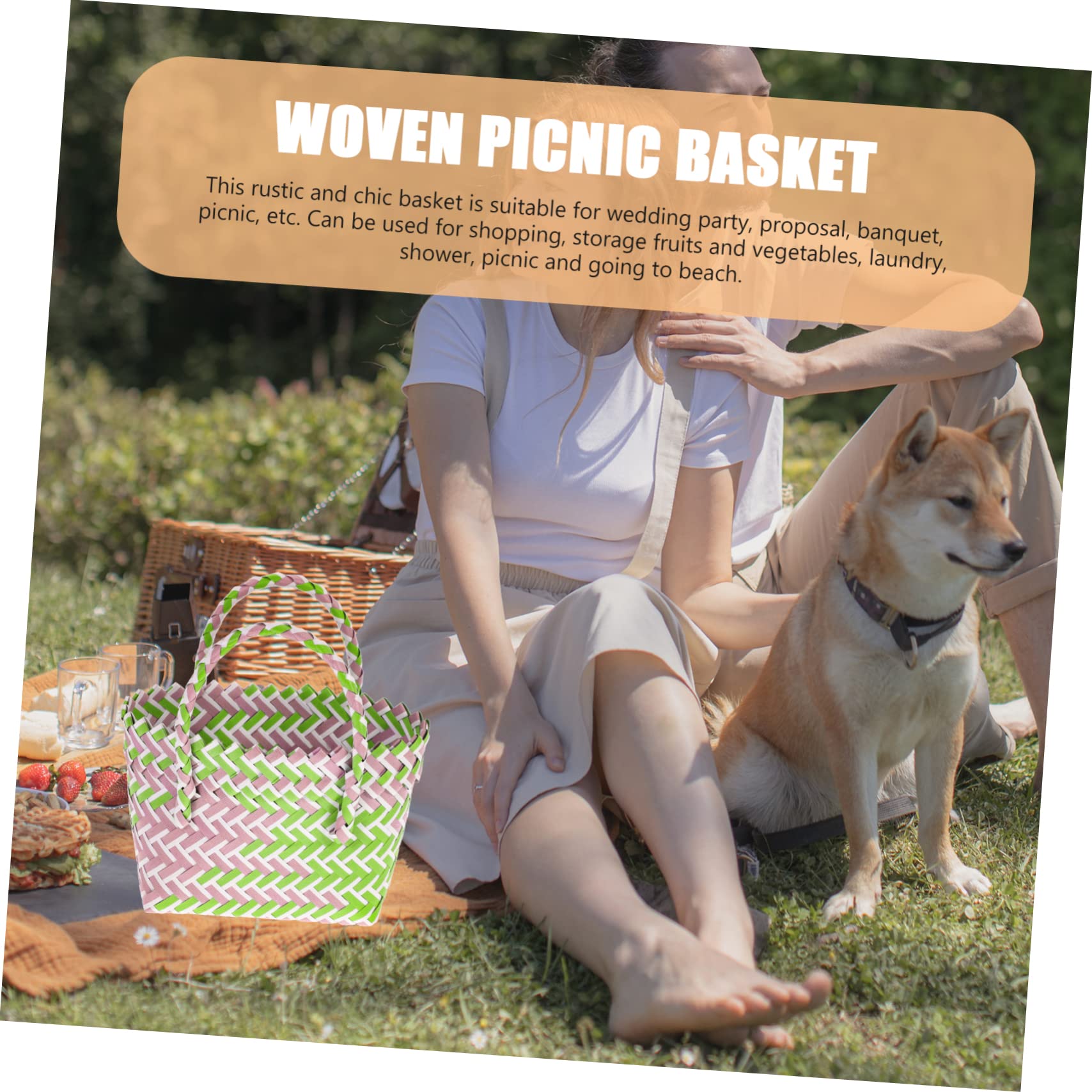 Panier Anse en Pvc Léger et Imperméable, Panier à Provisions Chic et Délicat, Plage Fêtes, Facile à Transporter