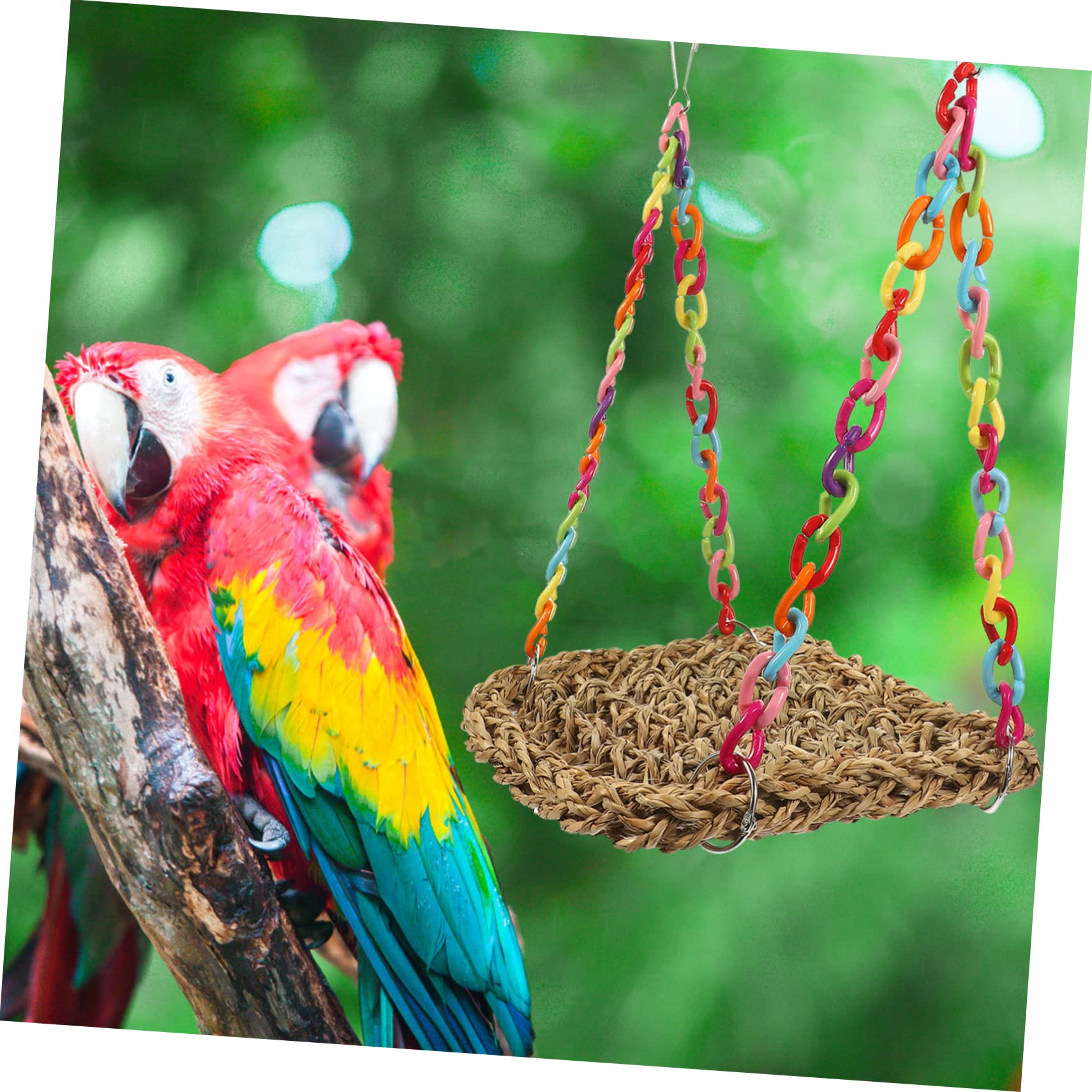 WOONEKY 3 Pièces Hamac en Paille Jouet à mâcher Perroquet Jouet calopsitte Perruche Jouet balançoire Suspendu nid d'oiseau de Jardin nid d'oiseau Suspendu Cage à Oiseaux tissée Acrylique
