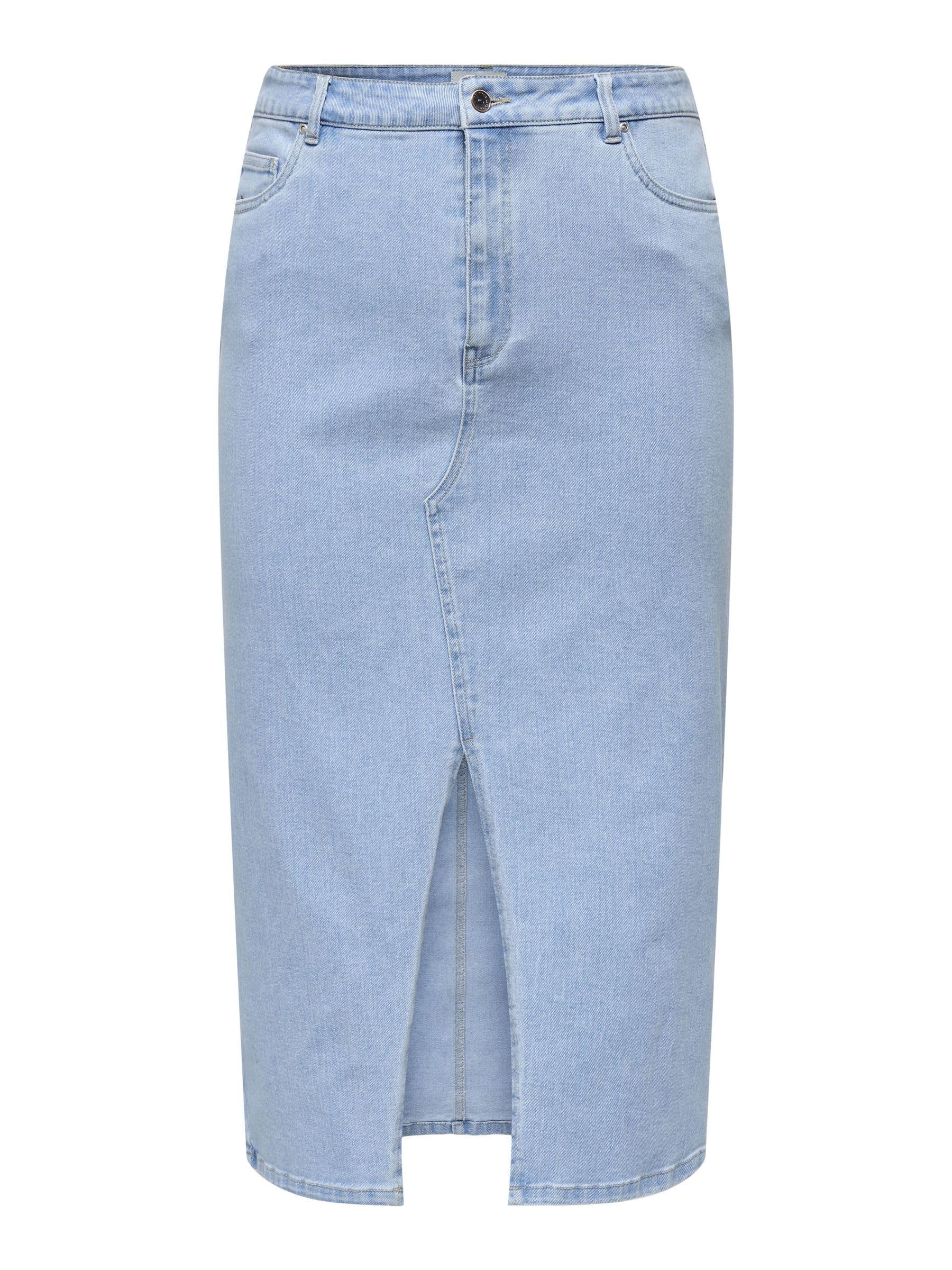 CARMAKOMA Women's Carsiri Front Slit DNM Gua Noos Midi Skirt, Light Blue (Light Blue Denim), 22