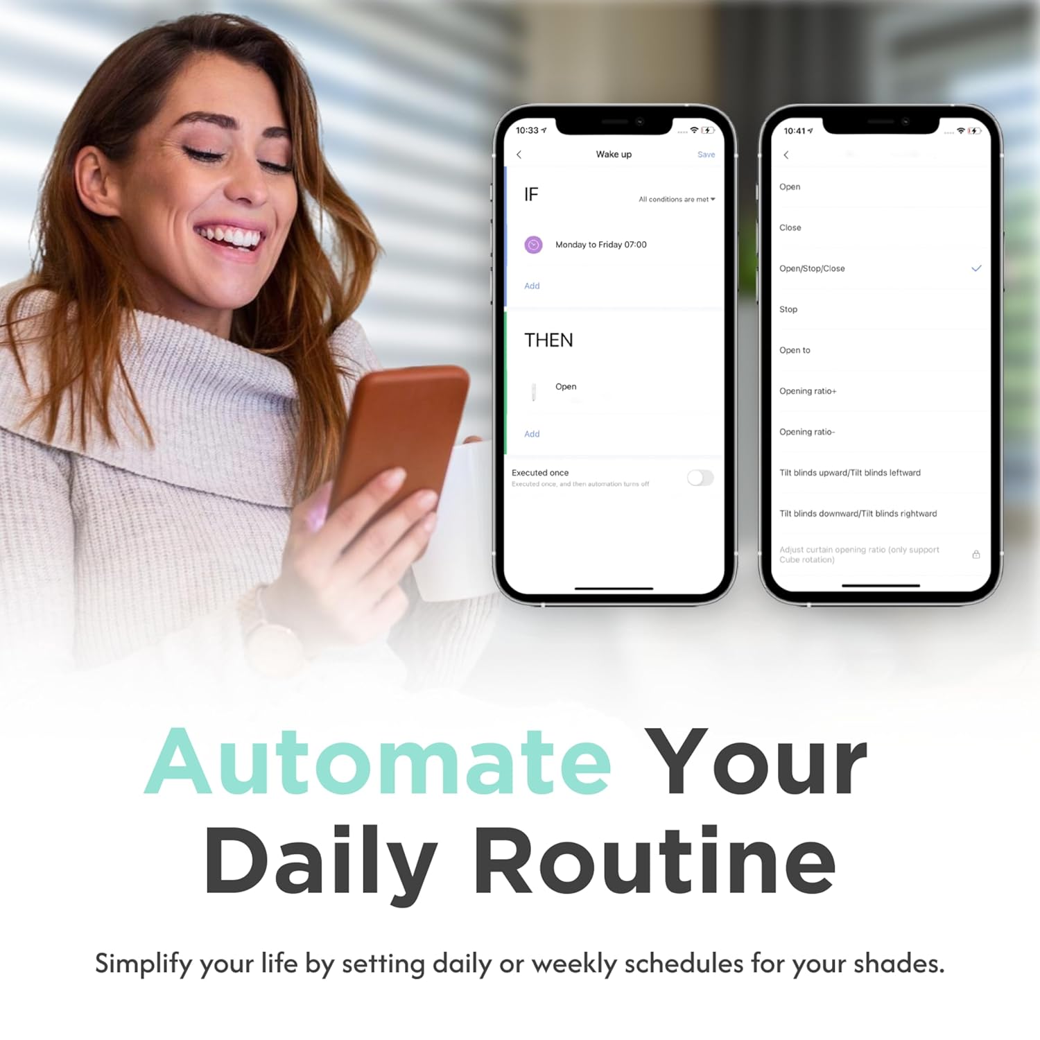 Aura Roller Smart Shade Driver | Automate Existing Blinds | Works with Beaded Chains | Rechargeable Long-Life Battery | Timer, Schedule & Group Control | Add Tuya Hub to Work with Alexa & Google Home