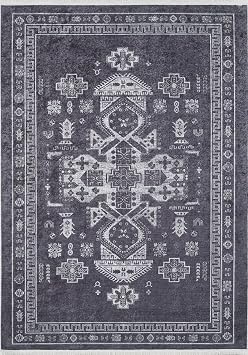 130x190 cm LaPaz Antrasit Modern Y n El Dokuma Modern Geometrik Etnik Eskitme Desenli Boho Oturma Odas  Salon Yolluk Koridor Mutfak Hal s