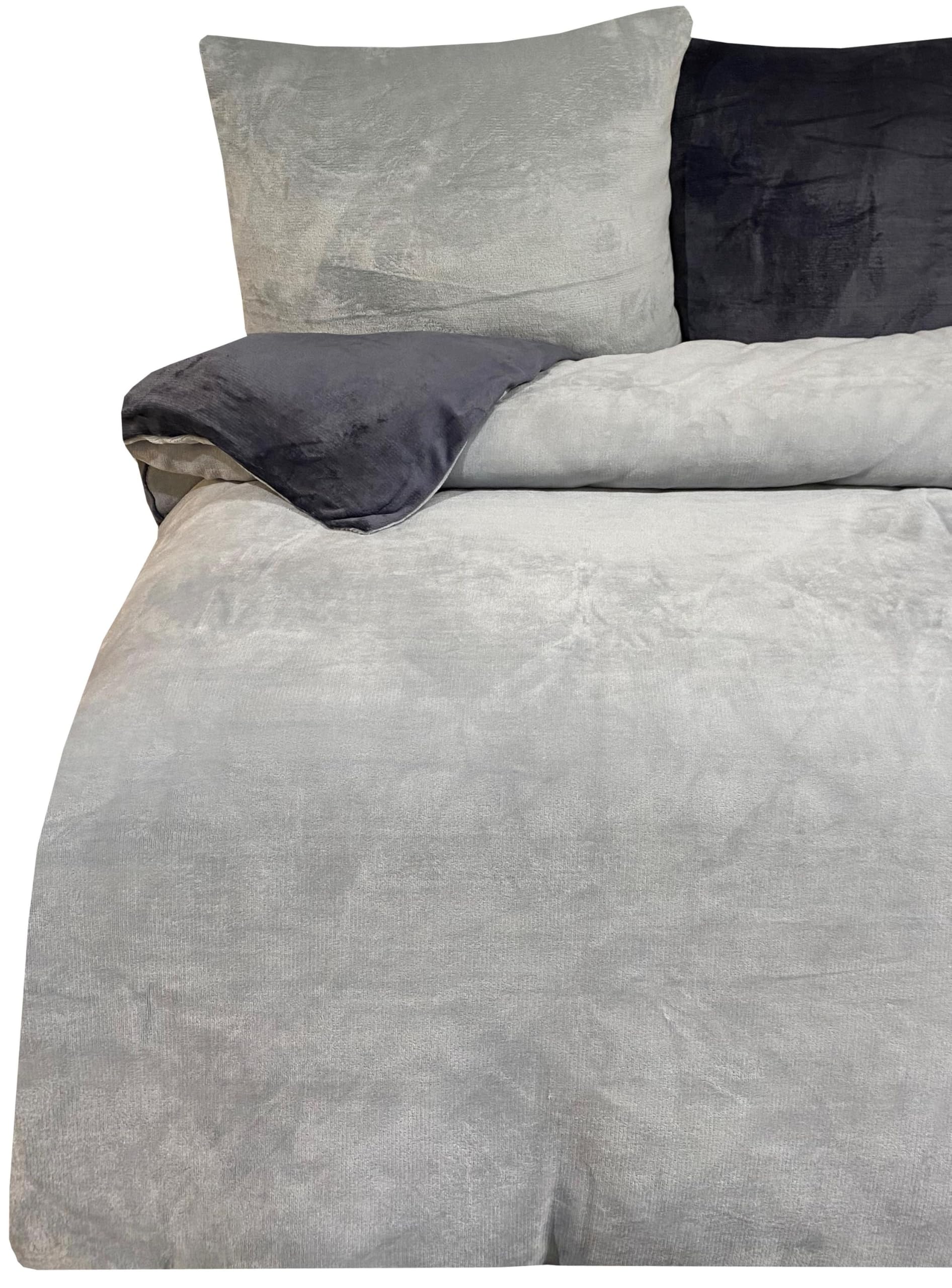 Bettwäsche 200x220 3 TLG 2X Kissenbezug 80x80 Teddy Plüsch Cashmere Touch kuschelig warme Winter Wendebettwäsche