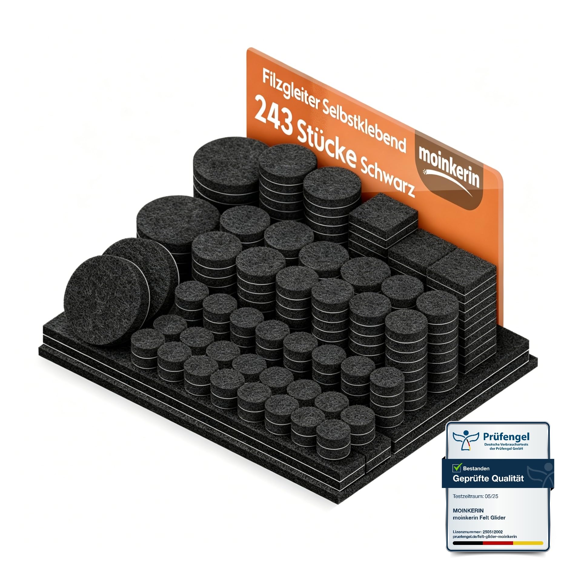 moinkerin 32 Stücke Filzgleiter Selbstklebend 35mm filzgleiter für stühle 5mm Dicke Möbel Filzgleiter für Möbelfüße Stuhlbeine, Hartholzböden(Schwarz,35mm)
