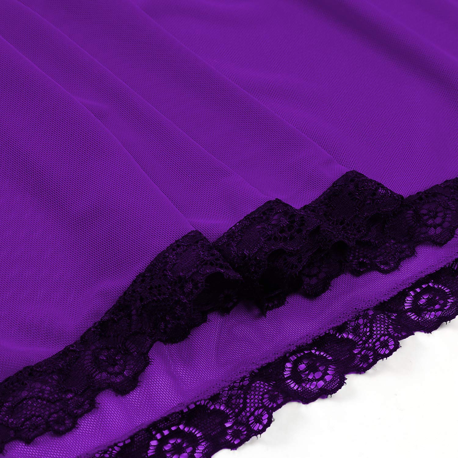 Donnalla Plus Size Babydoll Lingerie Set for Women Sexy Mesh Lace Nightwear Adjustable Straps V Neck Chemise with Panty: XX-Large Purple