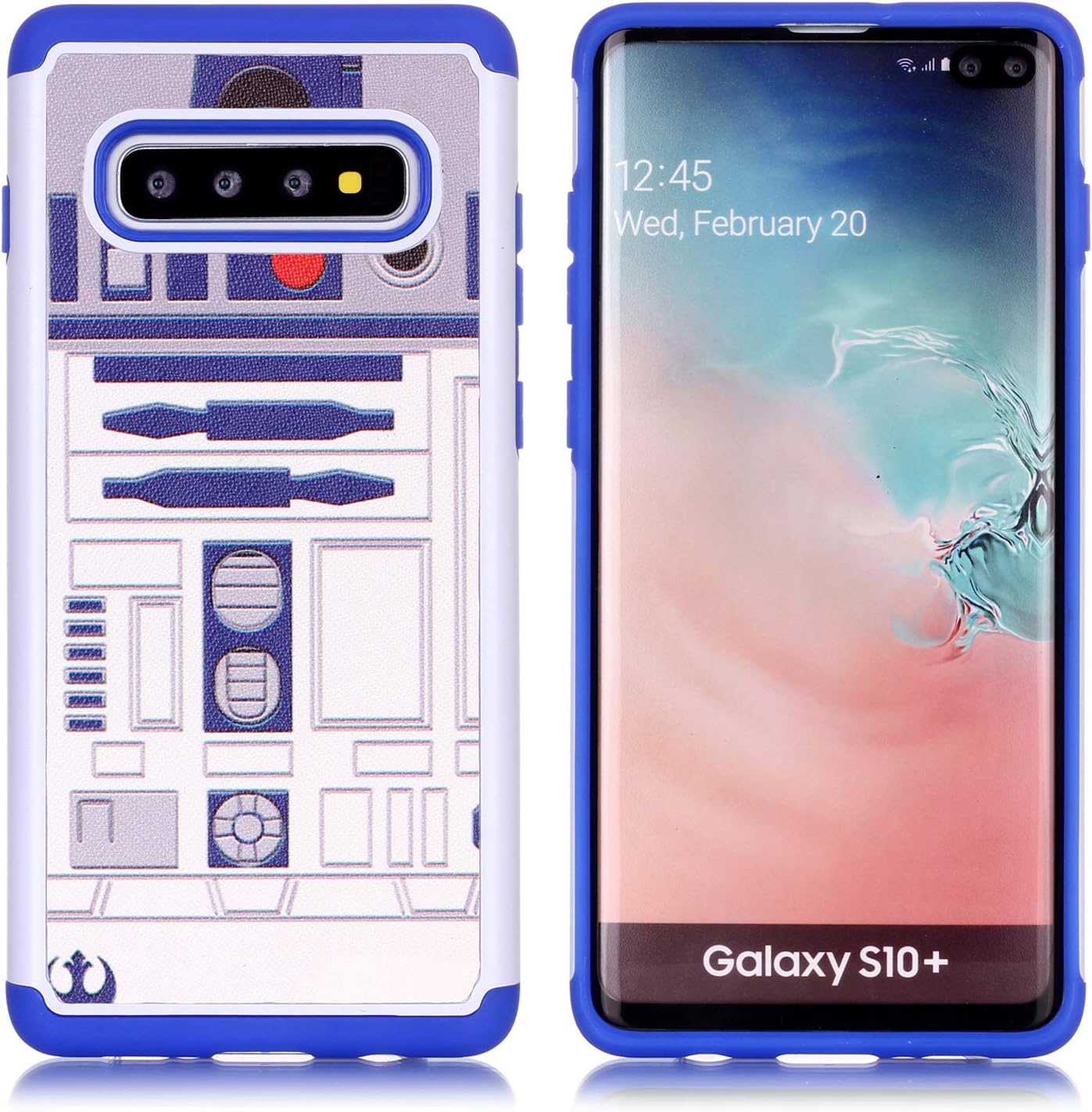 S10 Plus Phone Case - R2D2 Droid Robot Pattern Shock-Absorption Hard PC and Inner Silicone Hybrid Dual Layer Armor Defender Protective Case Cover for Samsung Galaxy S10 Plus 6.4 Inch (2019)