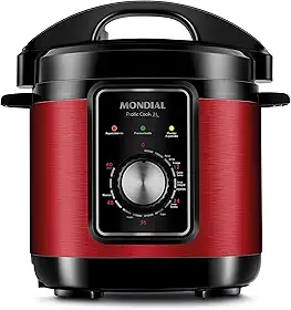 Panela de Pressão Elétrica 3L, Mondial, Vermelho/Inox, 700W, 110V - PE-47-3L-RI