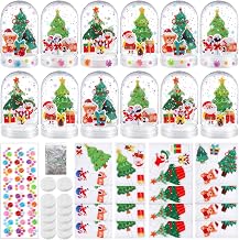 Dlerom 12 Set Christmas Snow Globe Craft Kit for Kids Make Your Own Snow Globes Plastic Snow Globe Crafts DIY Globe Kit for Home Activities
