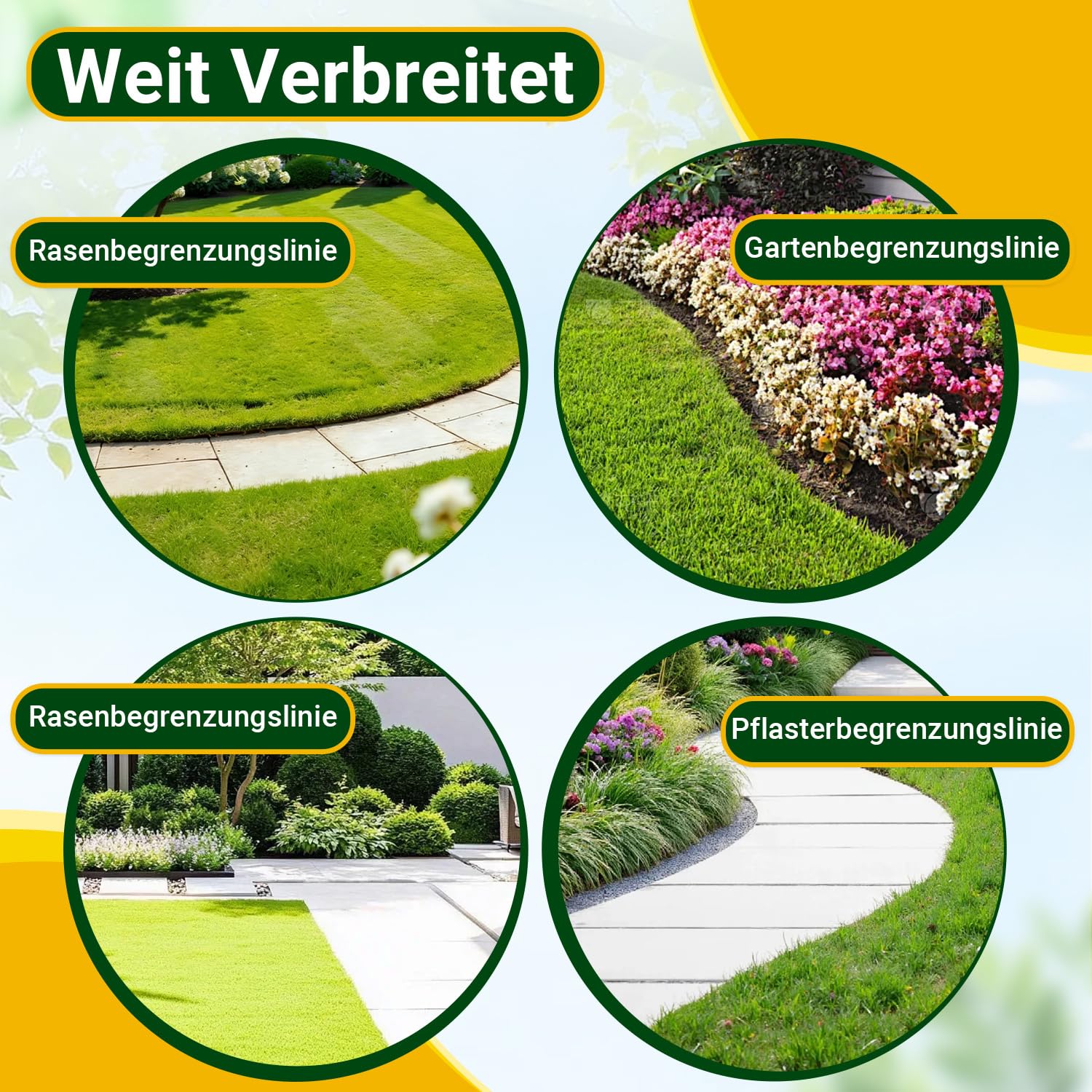 Rasenkantenschneider, Rasenkantenstecher mit langem Stiel, Halbmond-Sägezahnklinge und T-Griff, manuelles Kantenmesser für Rasen, Beet, Gehweg und Garten