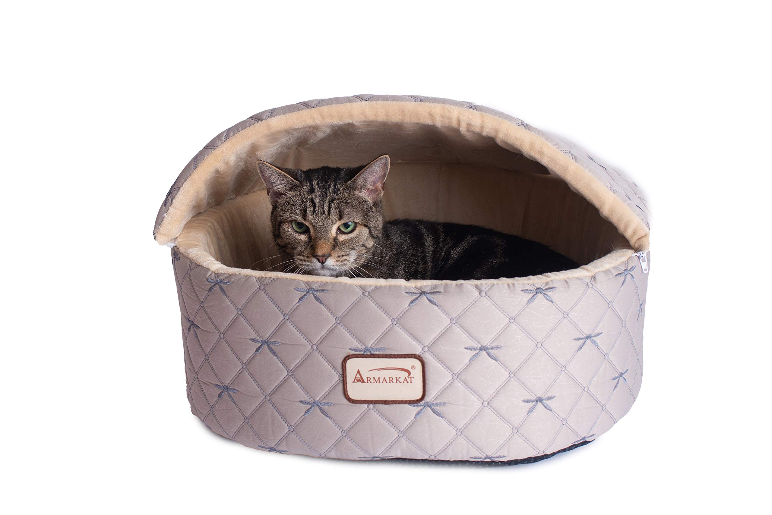 ArmarkatCat Bed, Small, Pale Silver and Beige