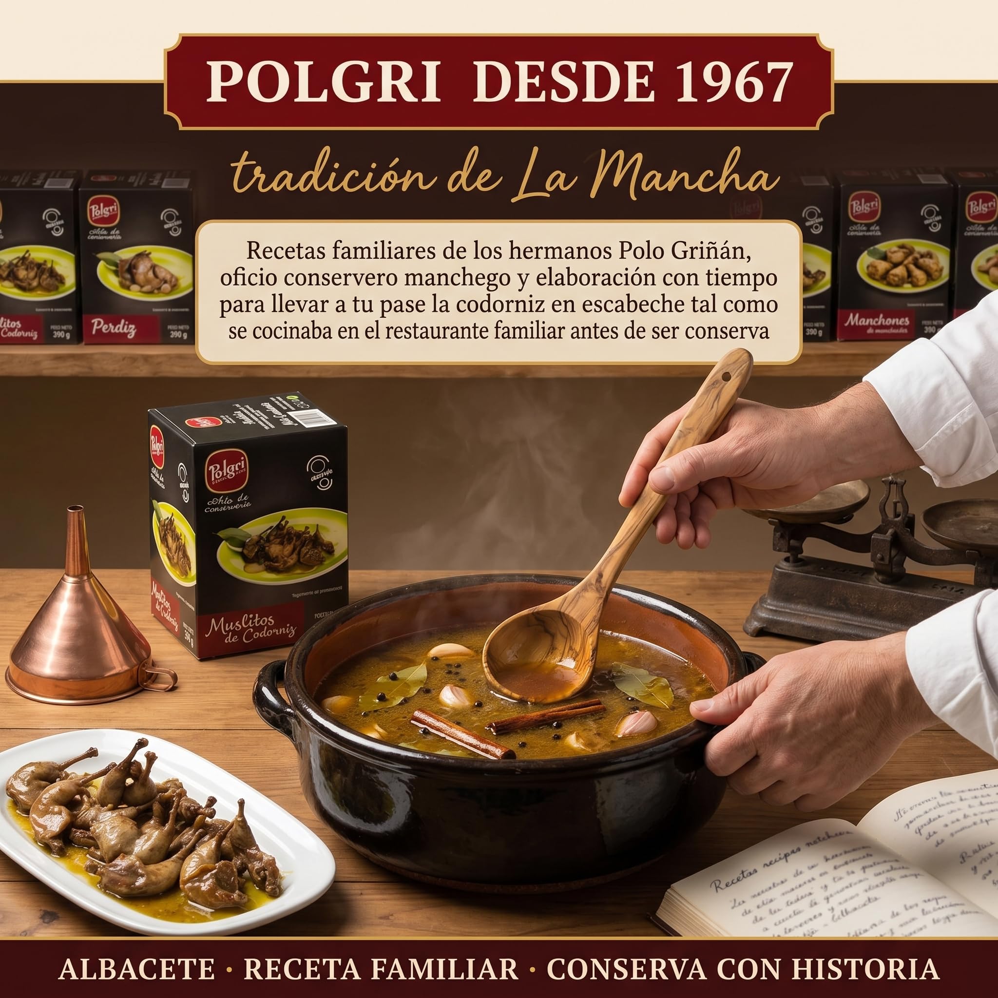 Polgri Muslitos de Codorniz en Escabeche Balsamico 12 Muslitos 390 gr x 3 latas Conserva Abre Facil Lista Comer Caliente o Frio Aperitivo Gourmet Tradicional Espanol desde 1967 Arte de Conserveria