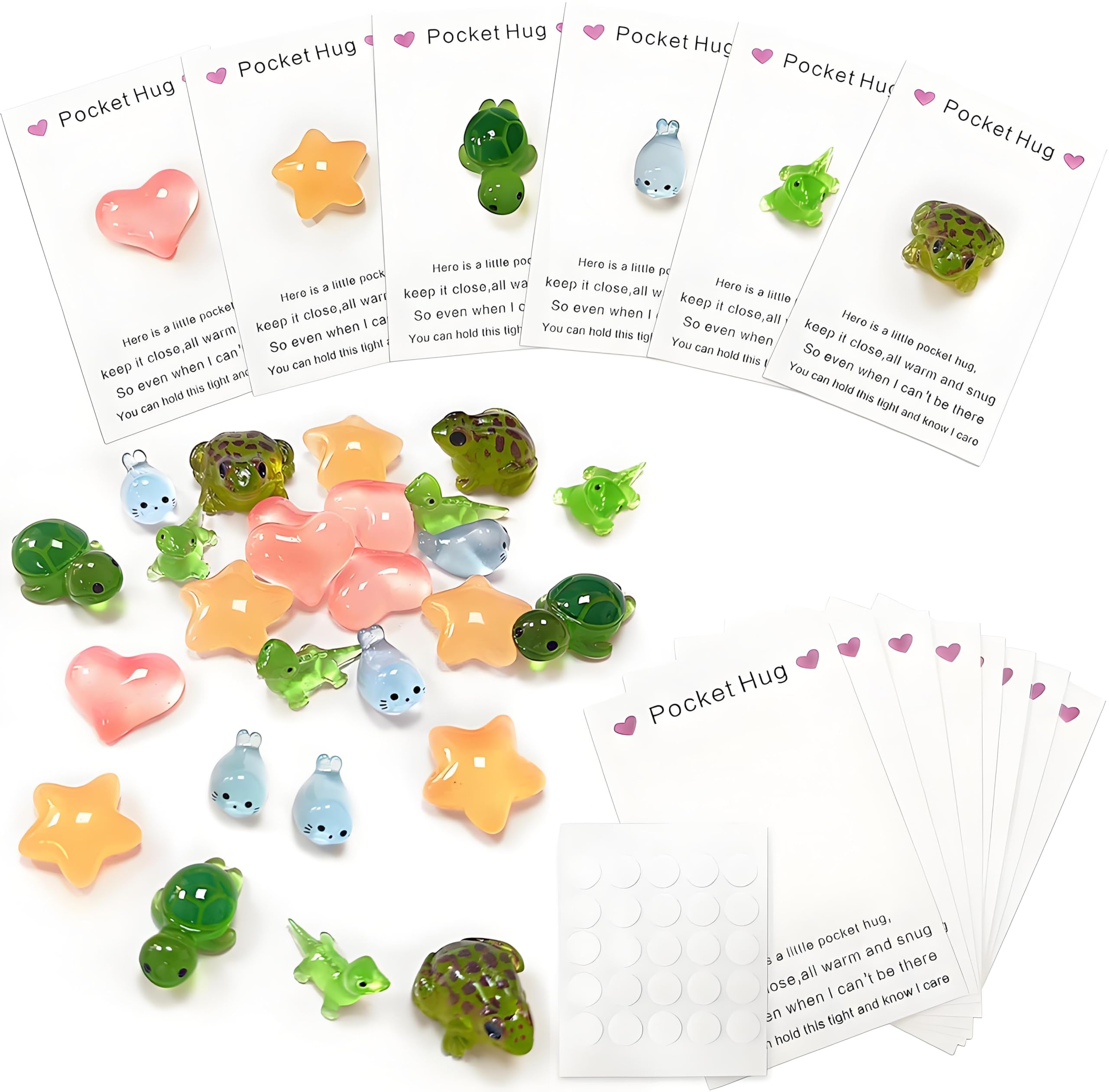36 Sets Pocket Hug Token Inspirational Gift Bulk Hug Cards with Mixed Animal Exchange Relationship Cards for Women Friend Colleagues Family Distance Social Celebration