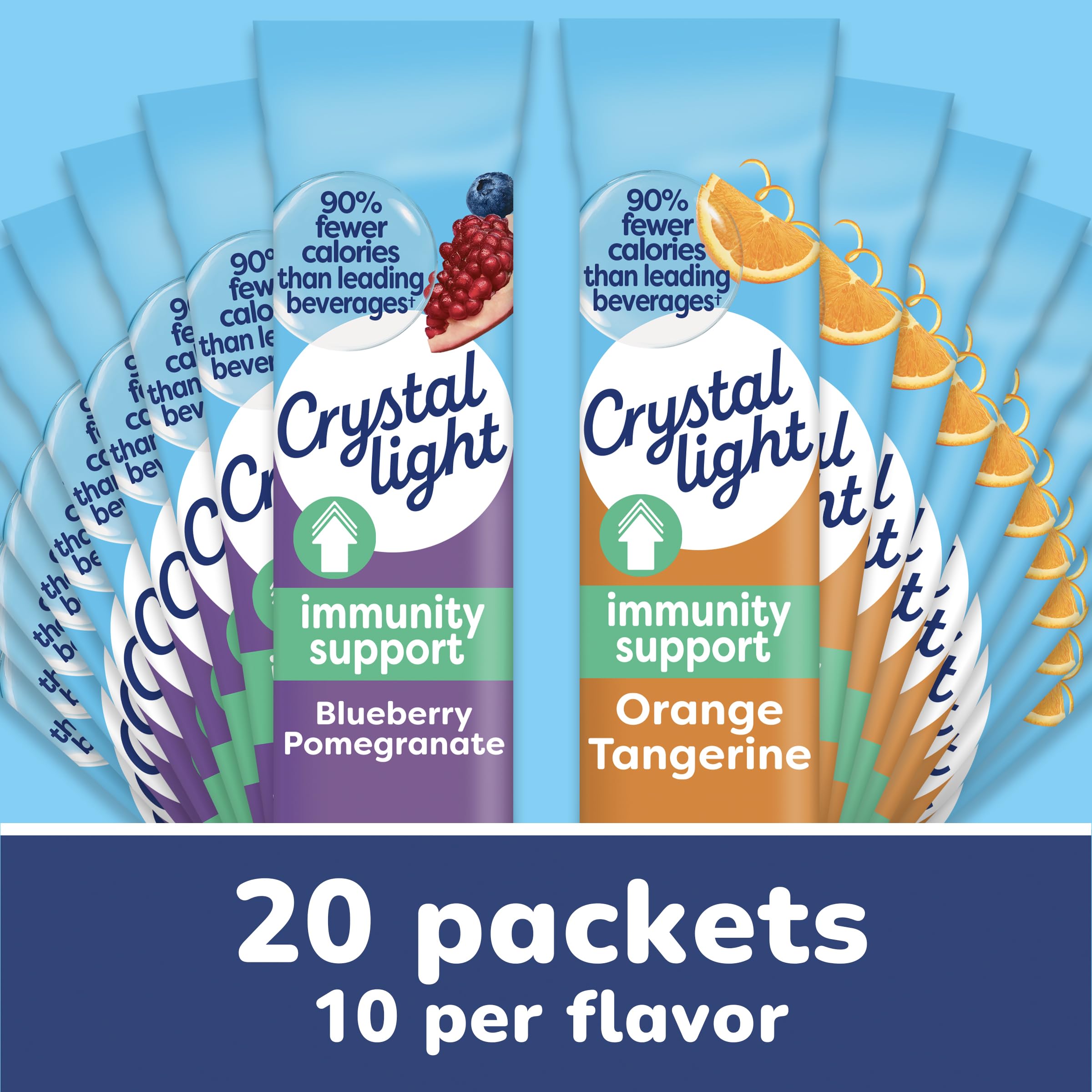 2 Pack Crystal Light Immunity: Blueberry Pomegranate and Orange Tangerine