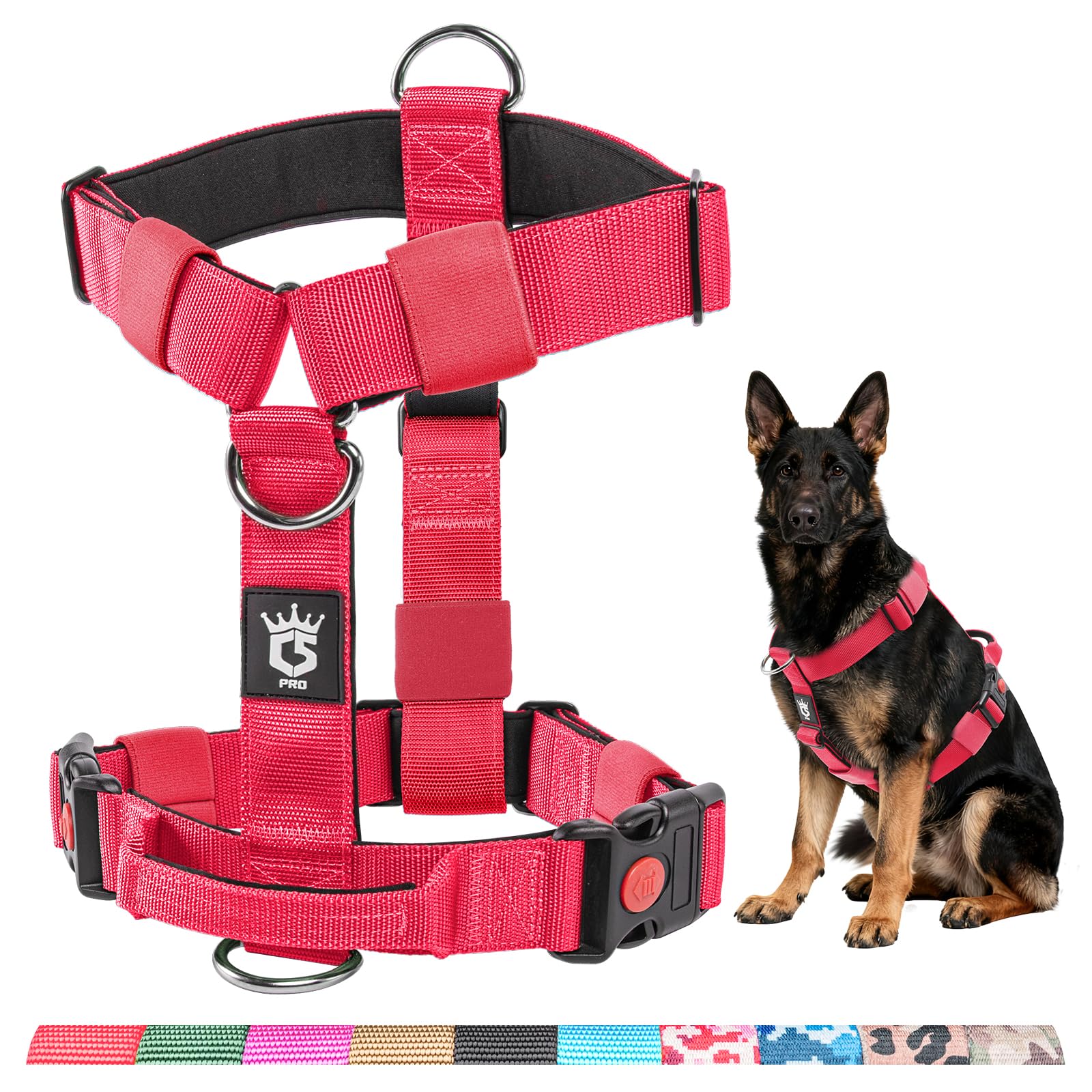 TSPRO Schweres Taktisches Hundegeschirr für Mittelgroße bis Große Hunde | Robustes Material, Schnellverschluss, Gepolsterter Griff, 3,8 cm Breit, Verstellbar, Zugfreies Design, Ideal für Spaziergänge