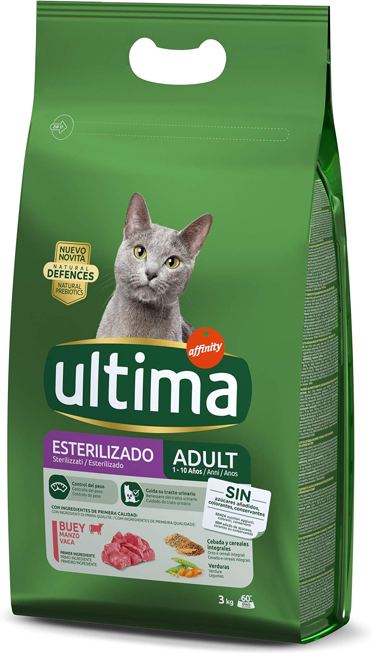 Ultima Pienso For Cats Sterilized Adult with Beef – Package of 5 x 3000 GR – Total: 15000 Gr